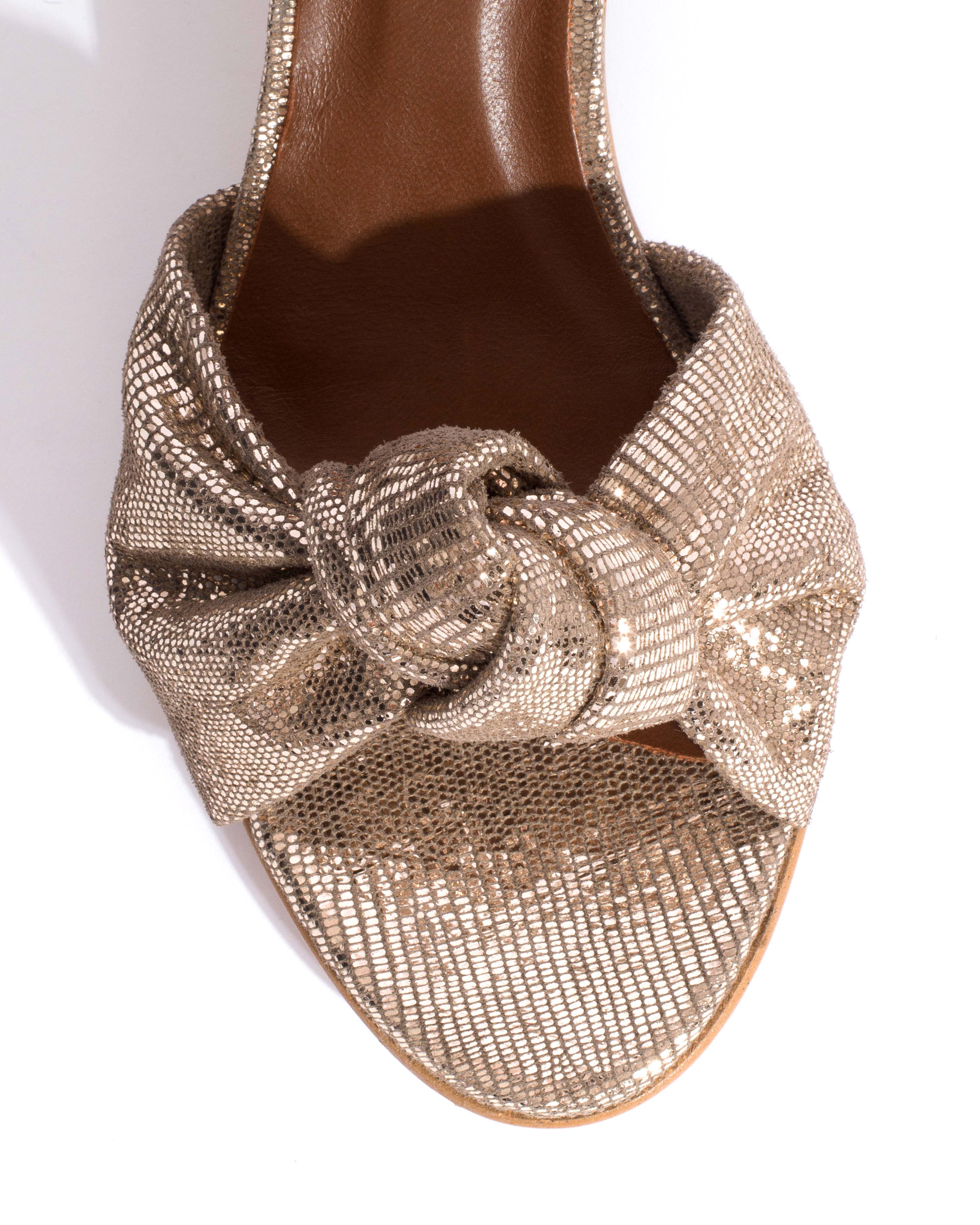 Aliza 50 stiletto Lizard metallic goat Vintage champagne