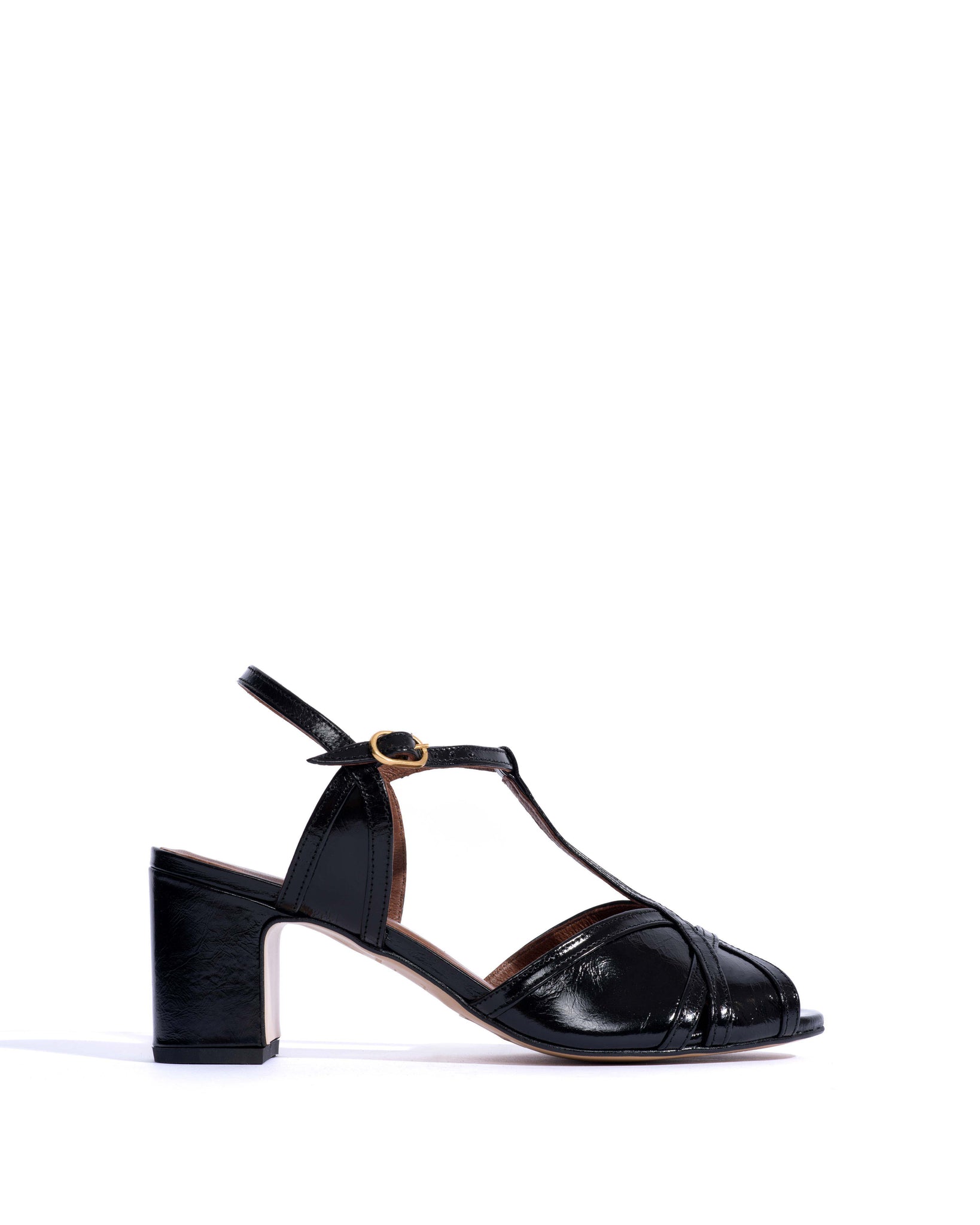 Therese 55 Crinkled polished goat Black - Anonymous Copenhagen Heels