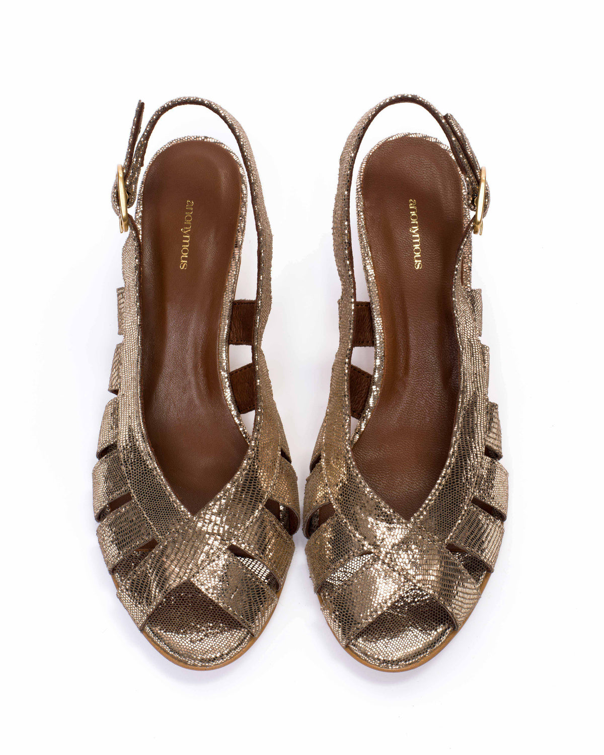 Sophie 50 stiletto Lizard metallic goat Vintage champagne