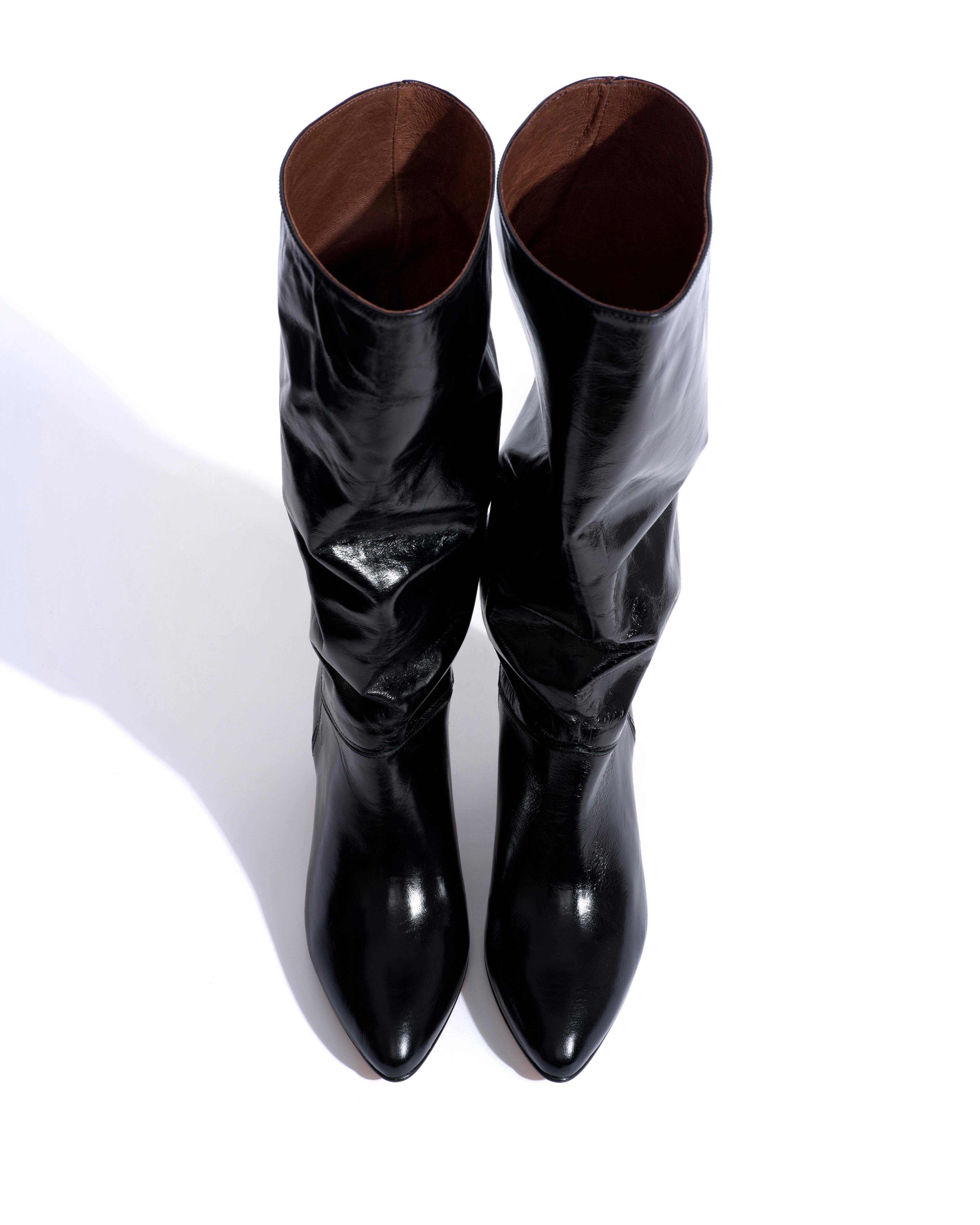Jasmina 50 stiletto Crinkled polished goat & suede leather Black
