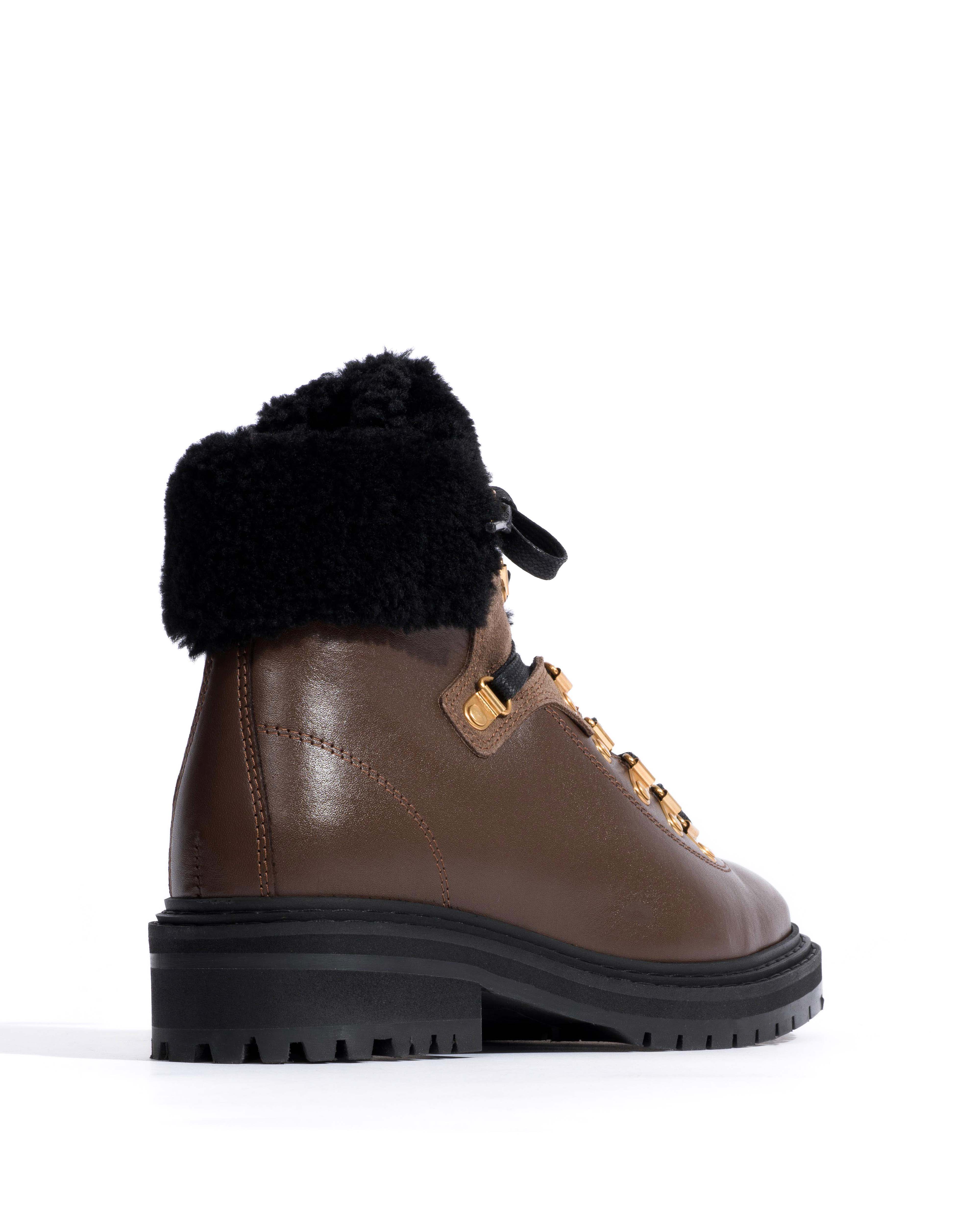 Beari lamb shearling Soft calf & suede leather Dark taupe