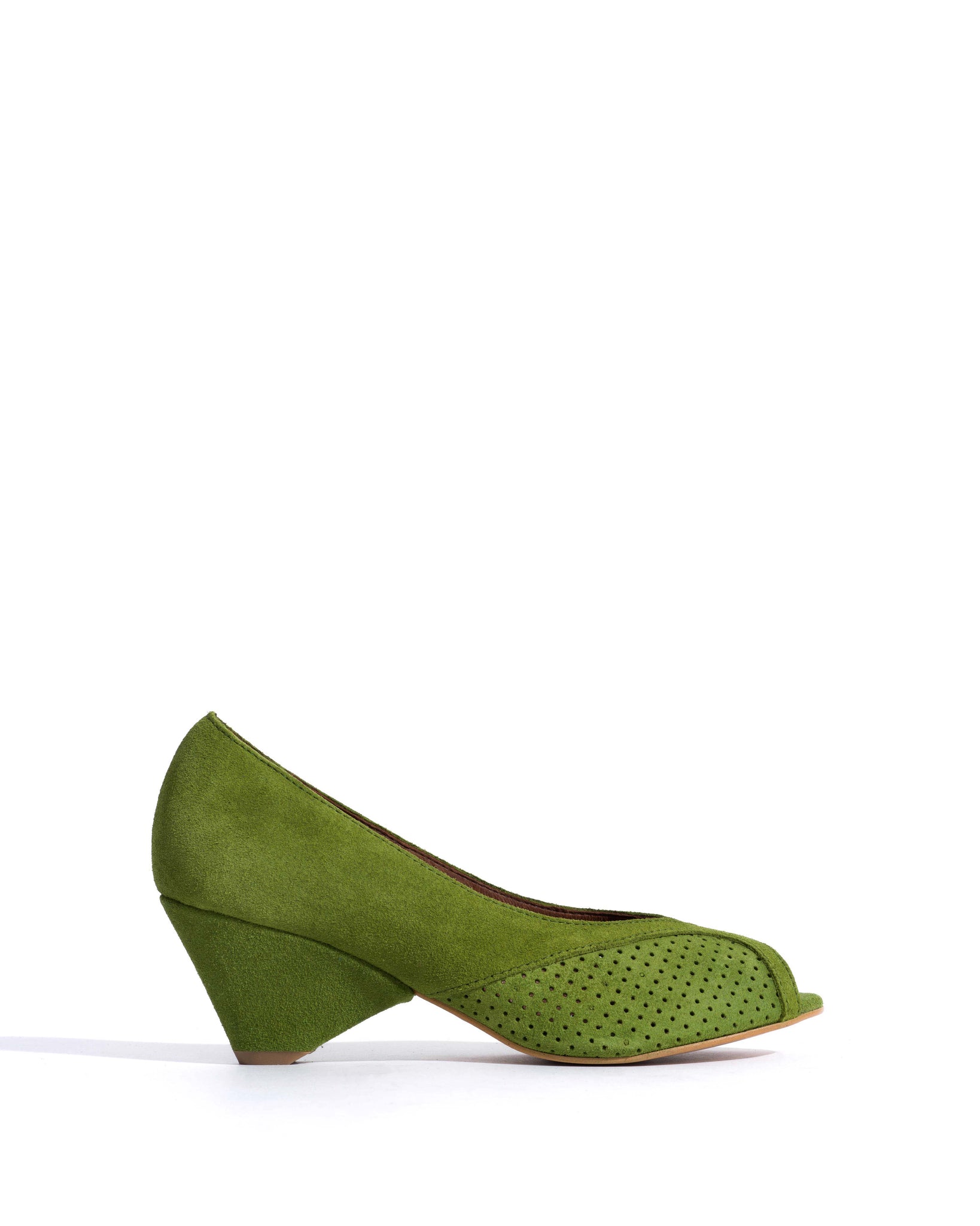 Tiffany Triangle Calf Suede Grass Green - Anonymous Copenhagen Heels