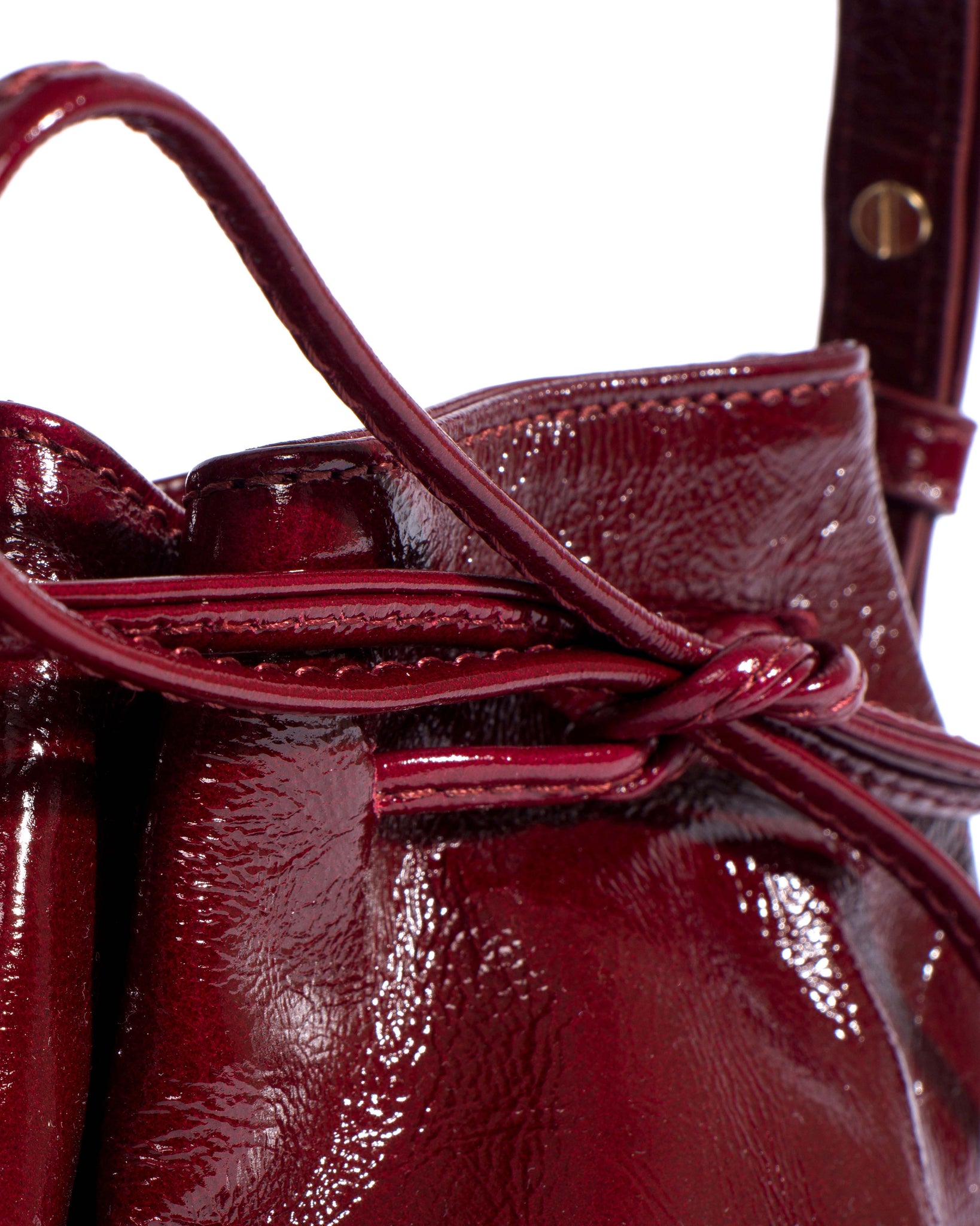 Kacey petite bucket bag Crinkled polished goat Pomegranate