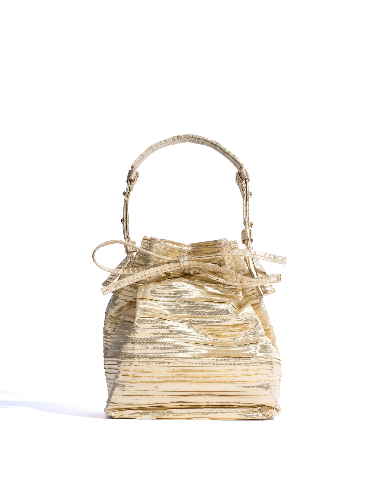 Kacey petite bucket bag Pleated satin Gold