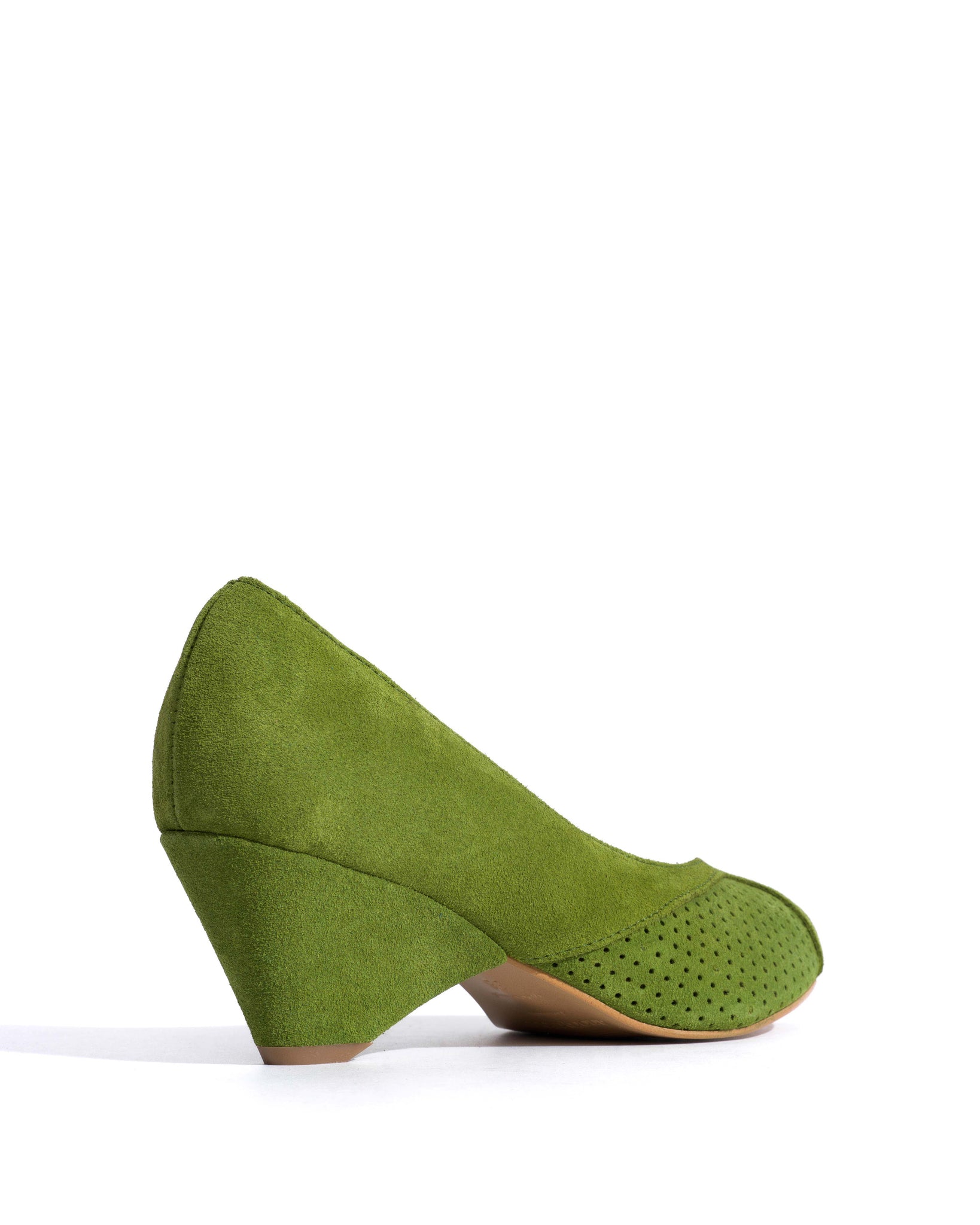 Tiffany Triangle Calf Suede Grass Green - Anonymous Copenhagen Heels