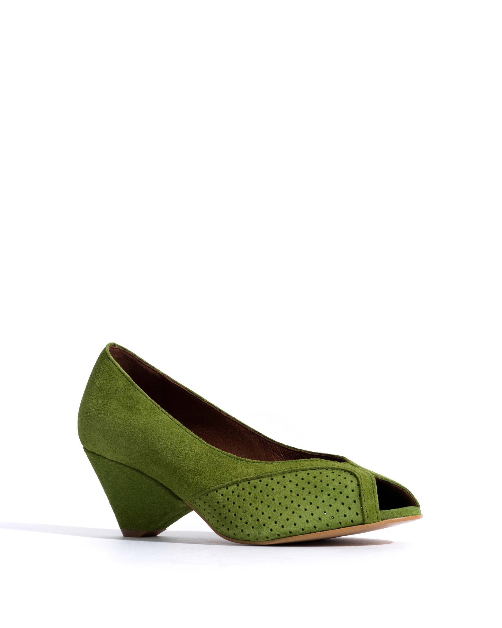 Tiffany Triangle Calf Suede Grass Green - Anonymous Copenhagen Heels