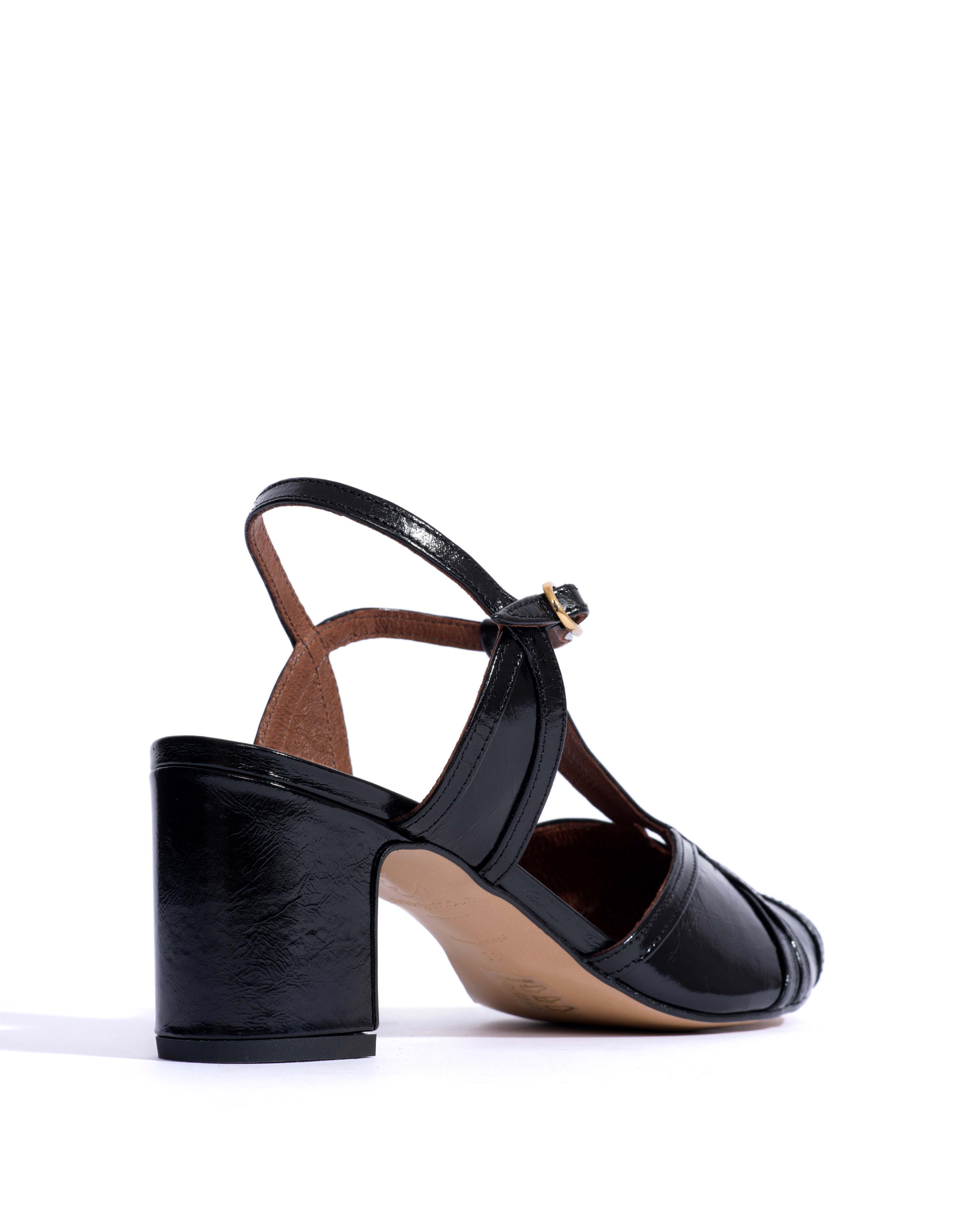 Therese 55 Crinkled polished goat Black
