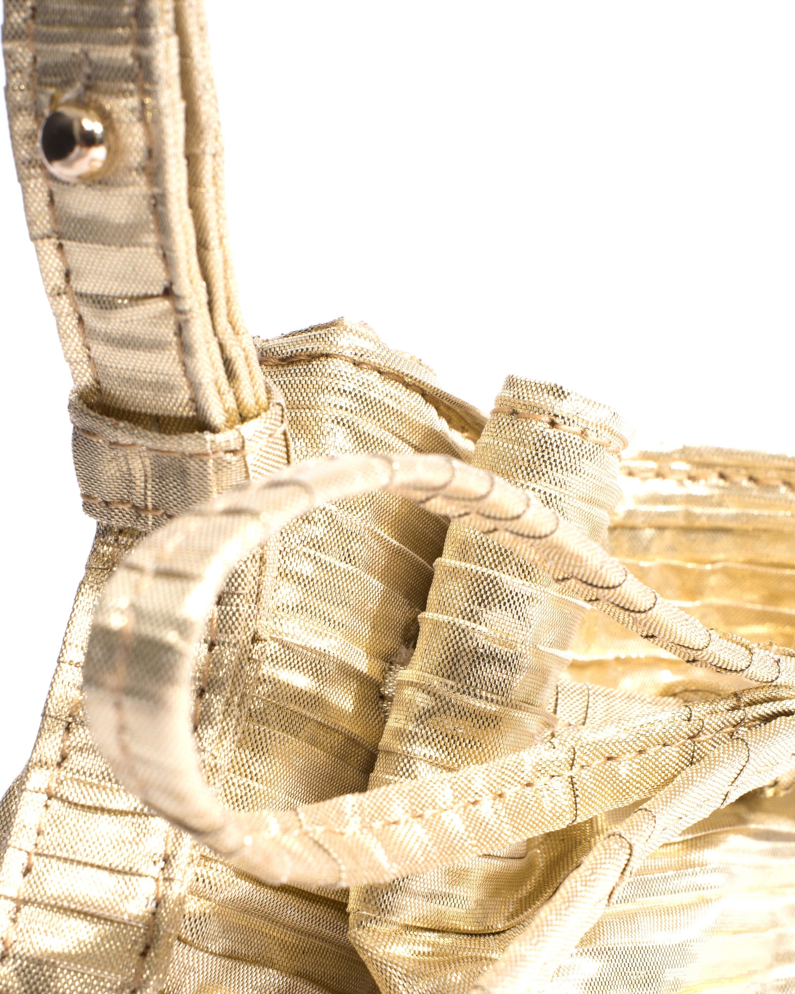 Kacey petite bucket bag Pleated satin Gold