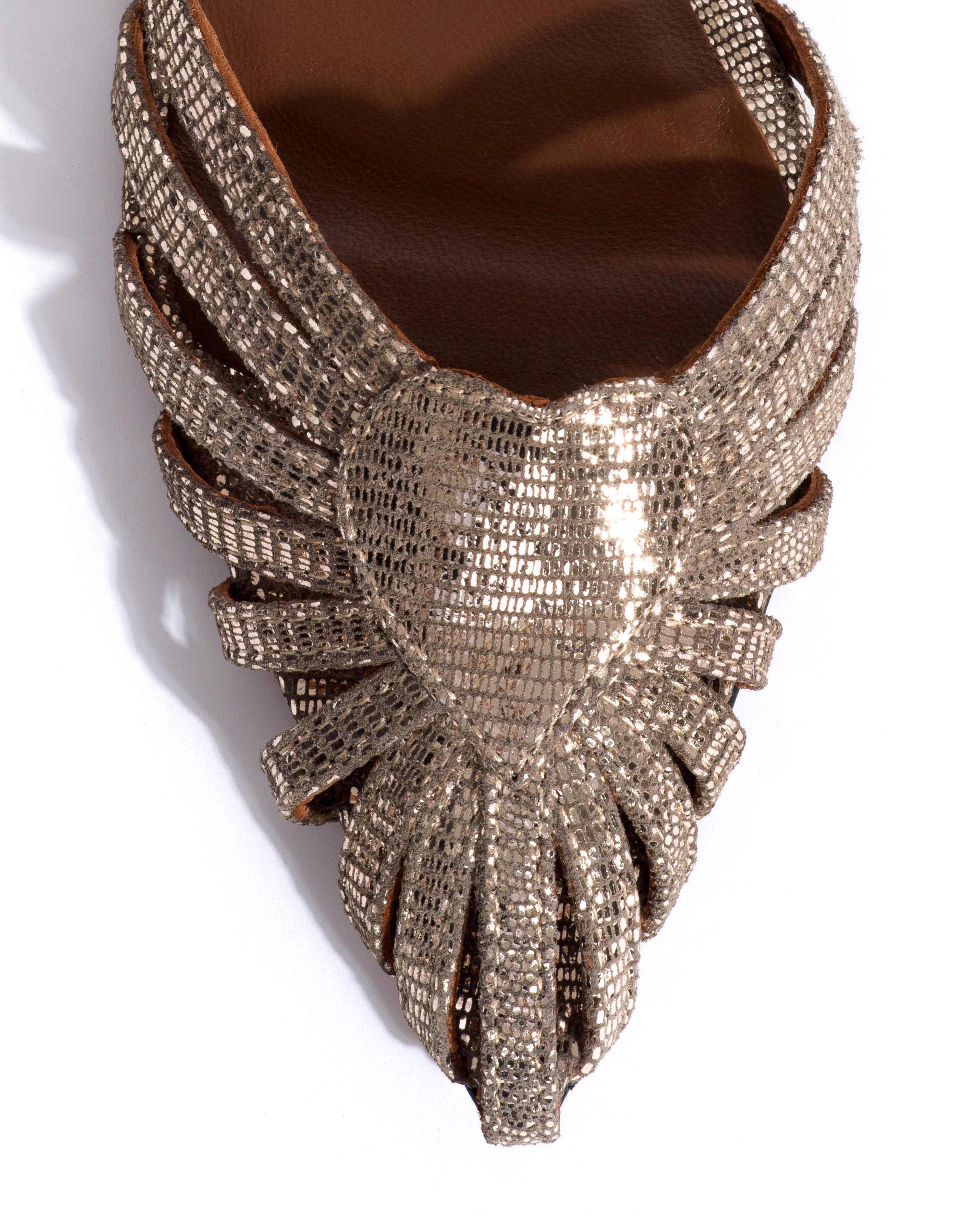 Keesha 10 Lizard metallic goat Vintage champagne