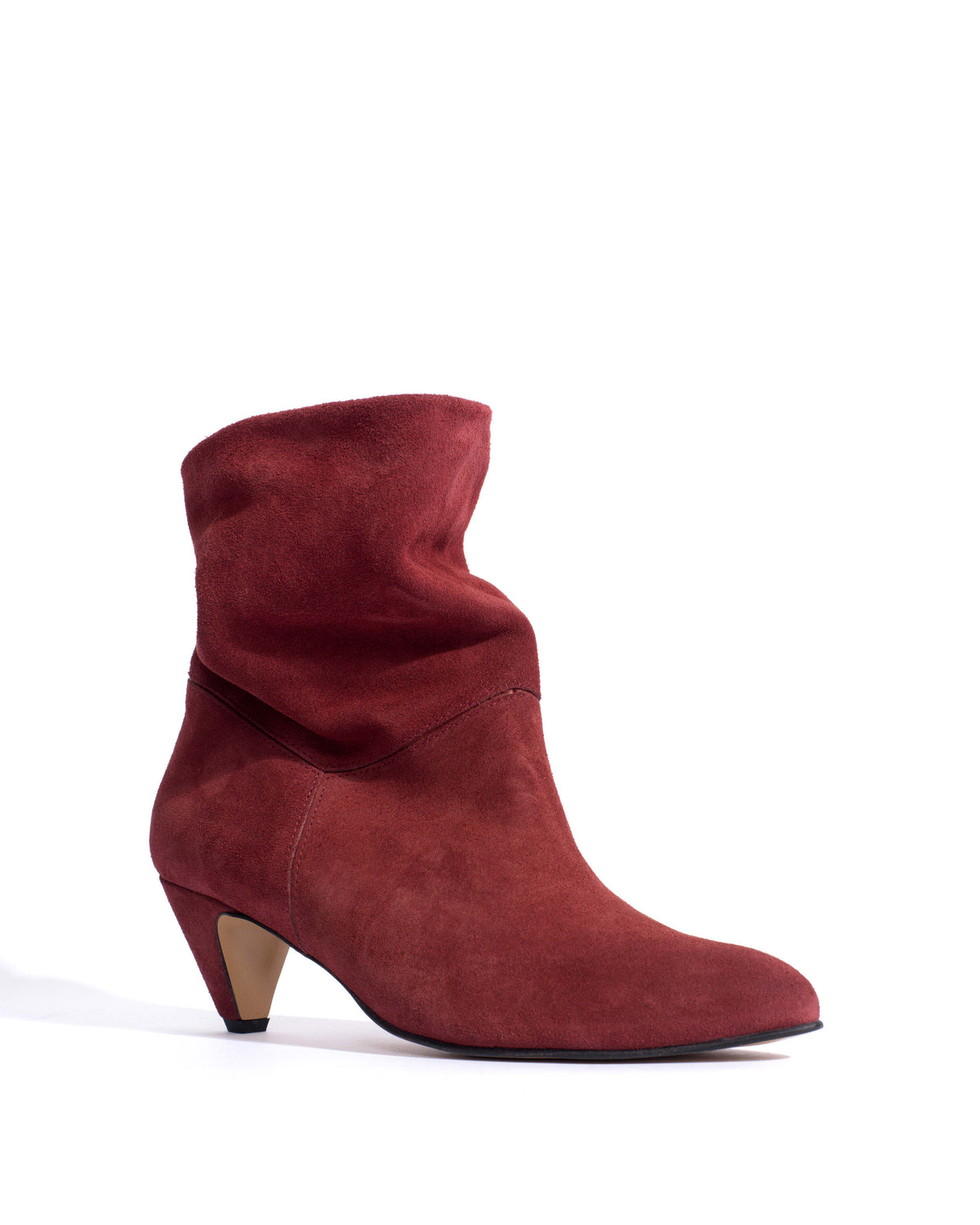 Jassi 50 stiletto Calf suede & sleek leather Pomegranate