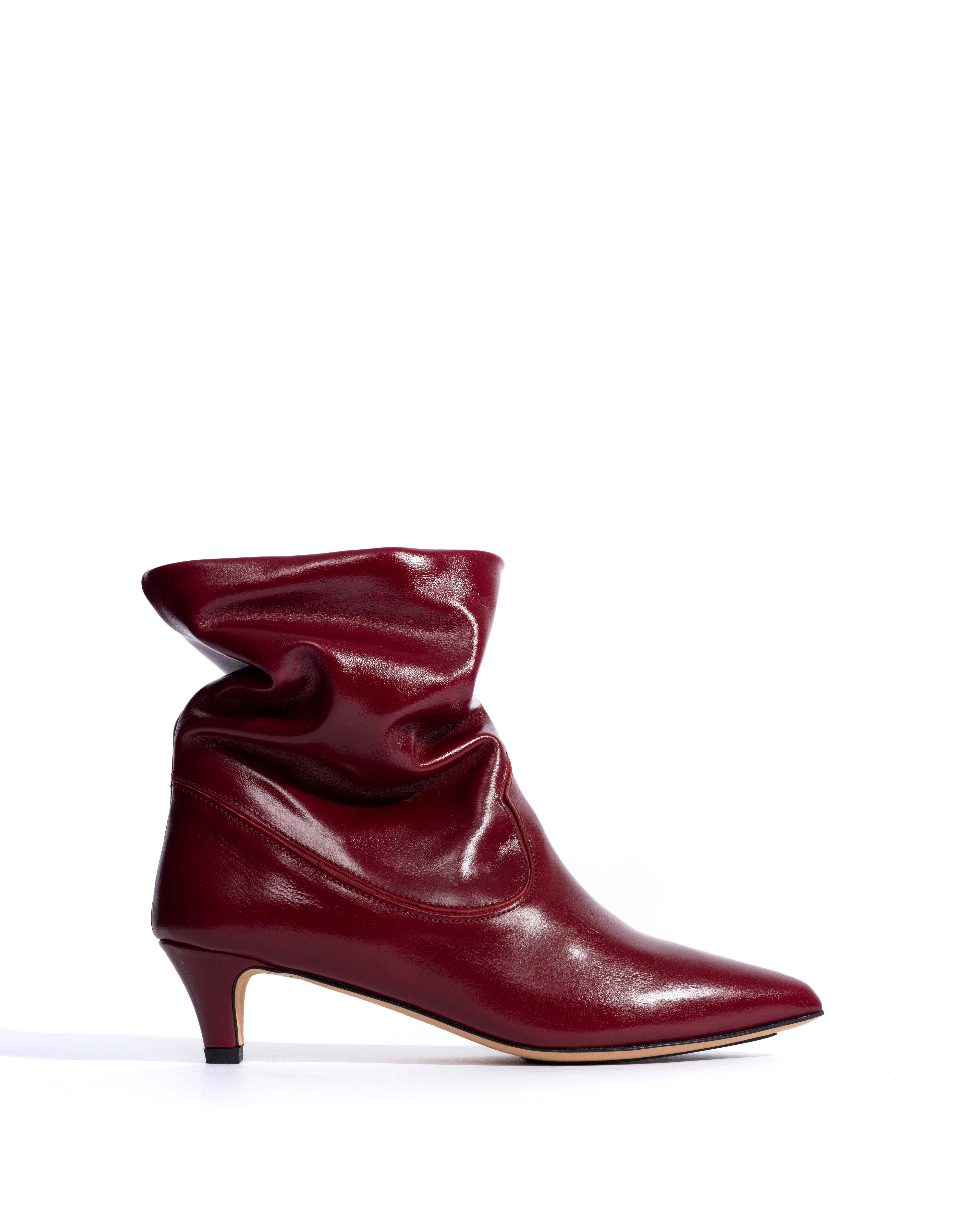 Hicha 40 stiletto Crinkled soft calf & suede leather Pomegranate