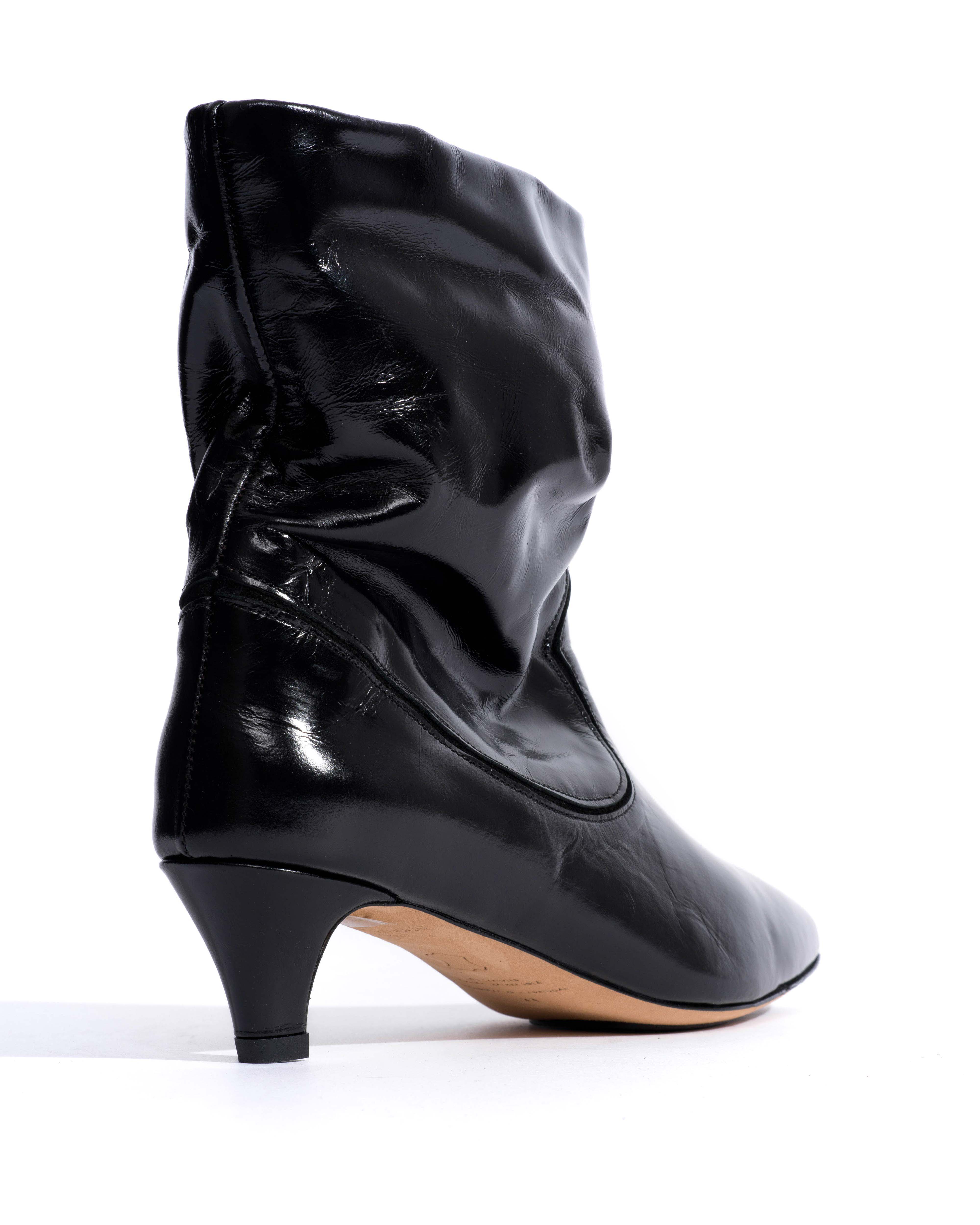 Hicha 40 stiletto Crinkled soft calf & suede leather Black