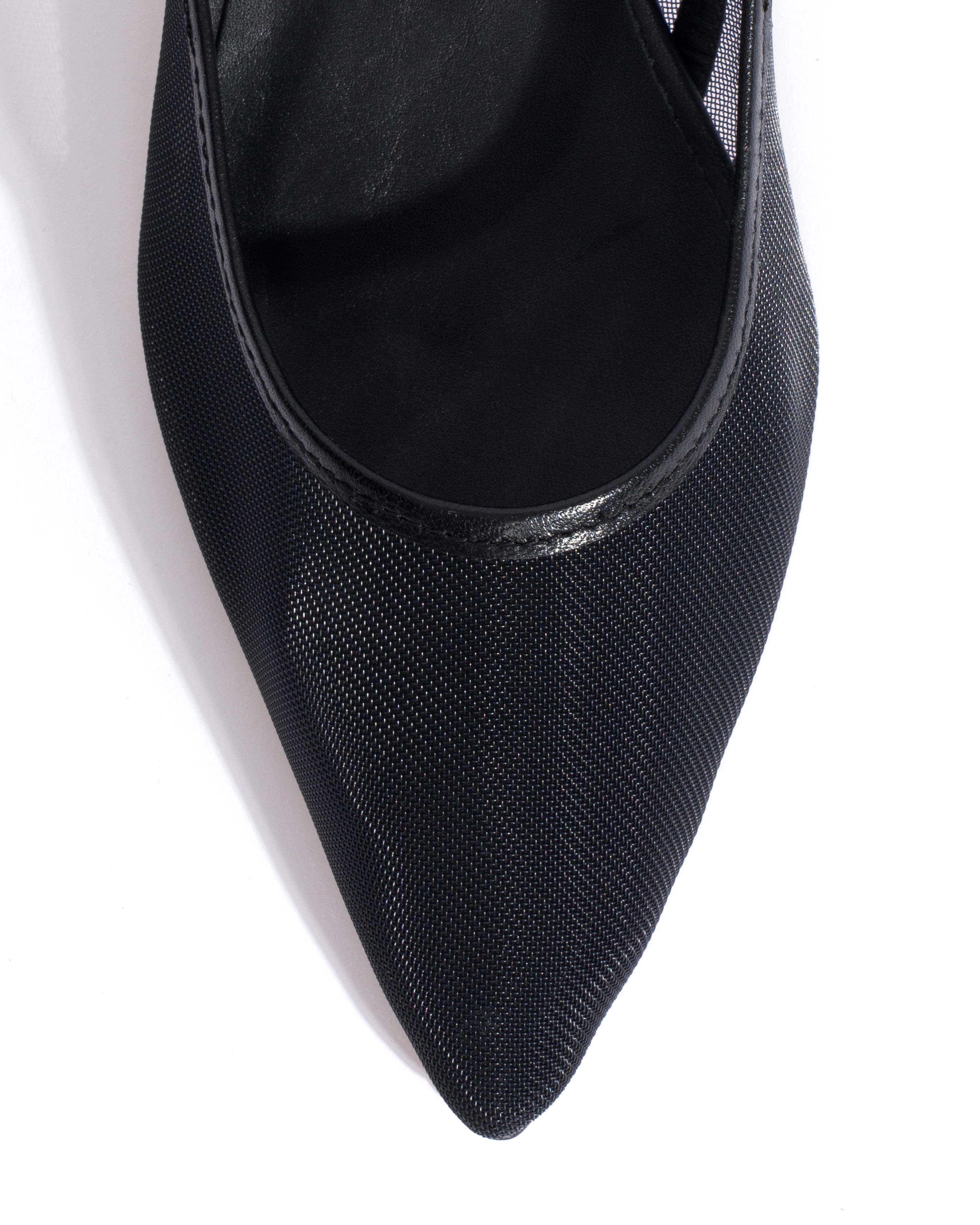 Fanny 40 stiletto mesh Shiny lamb & mesh Black