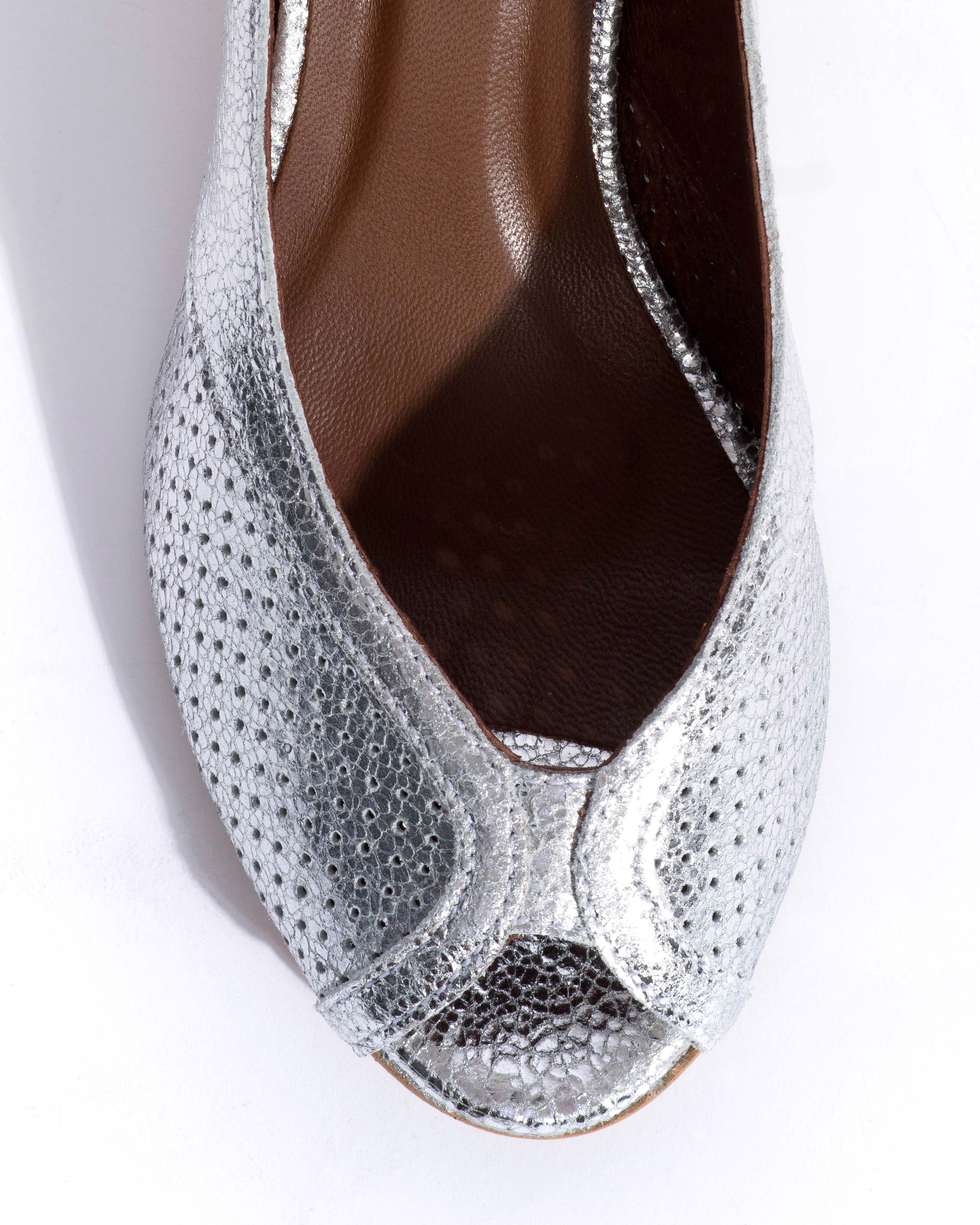 Tiffany stiletto Crackled metallic goat Silver