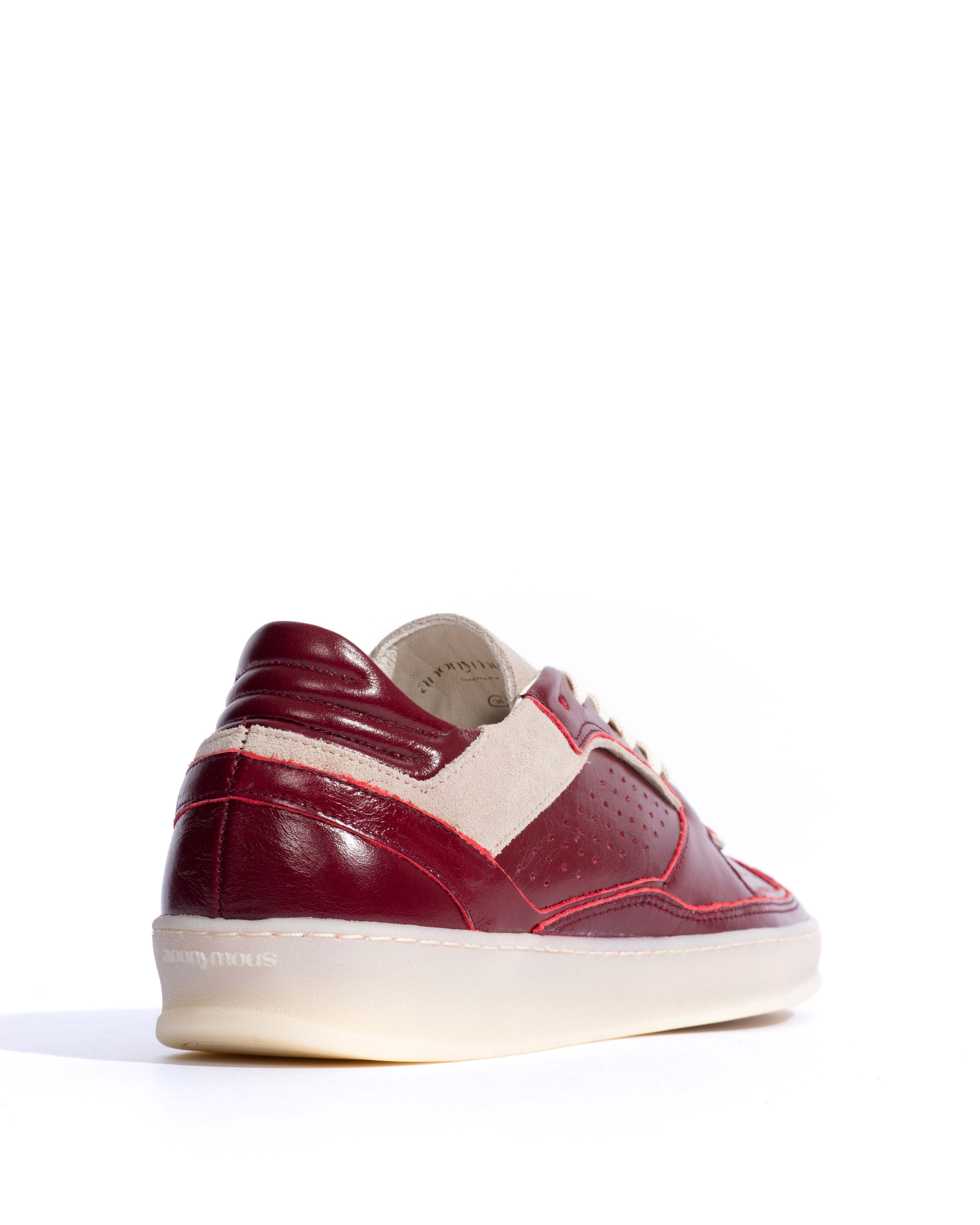 Dabbie Crinkled polished goat & suede leather Pomegranate & white sand