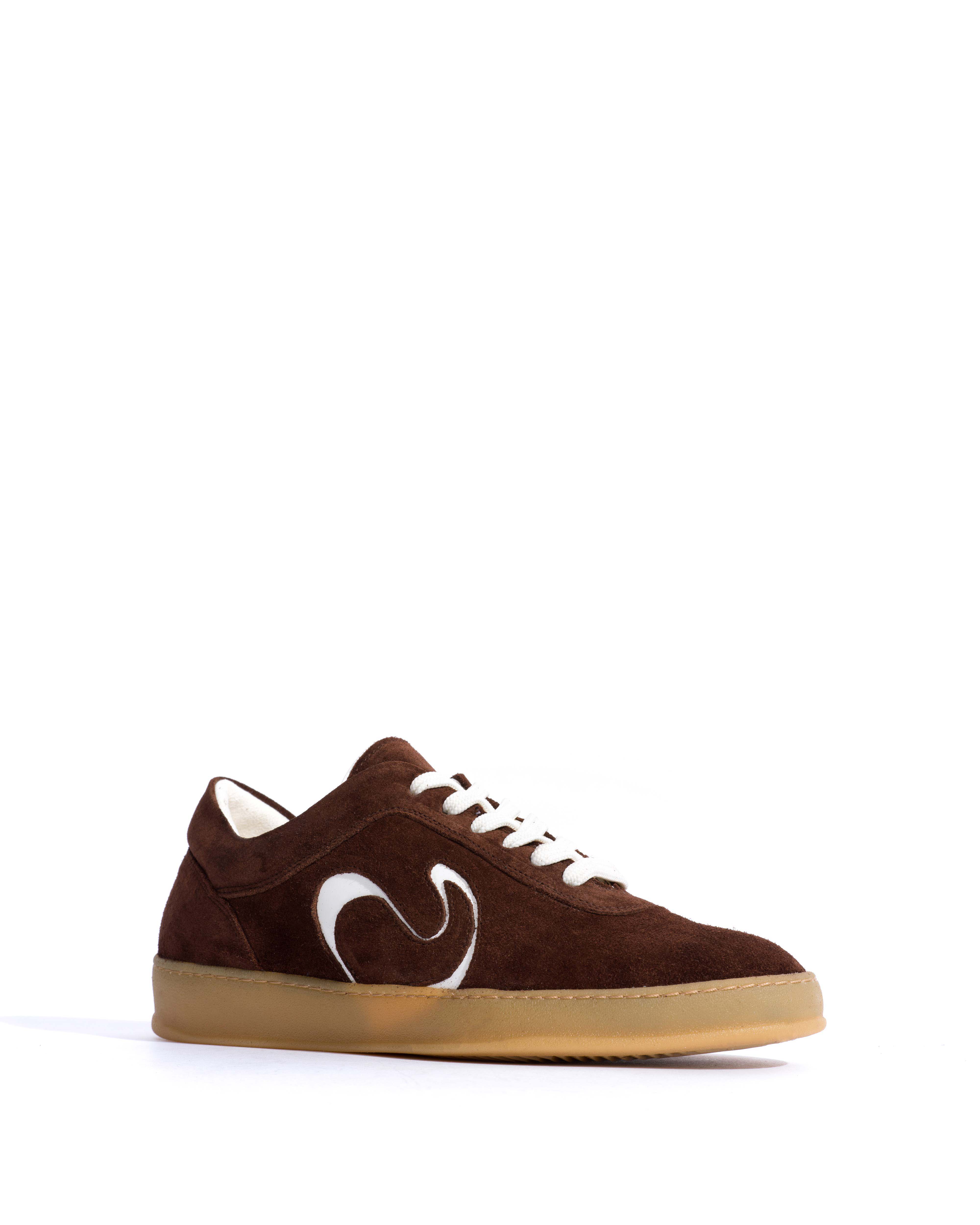 Blaire Calf suede & polished soft calf Chocolate & white sand