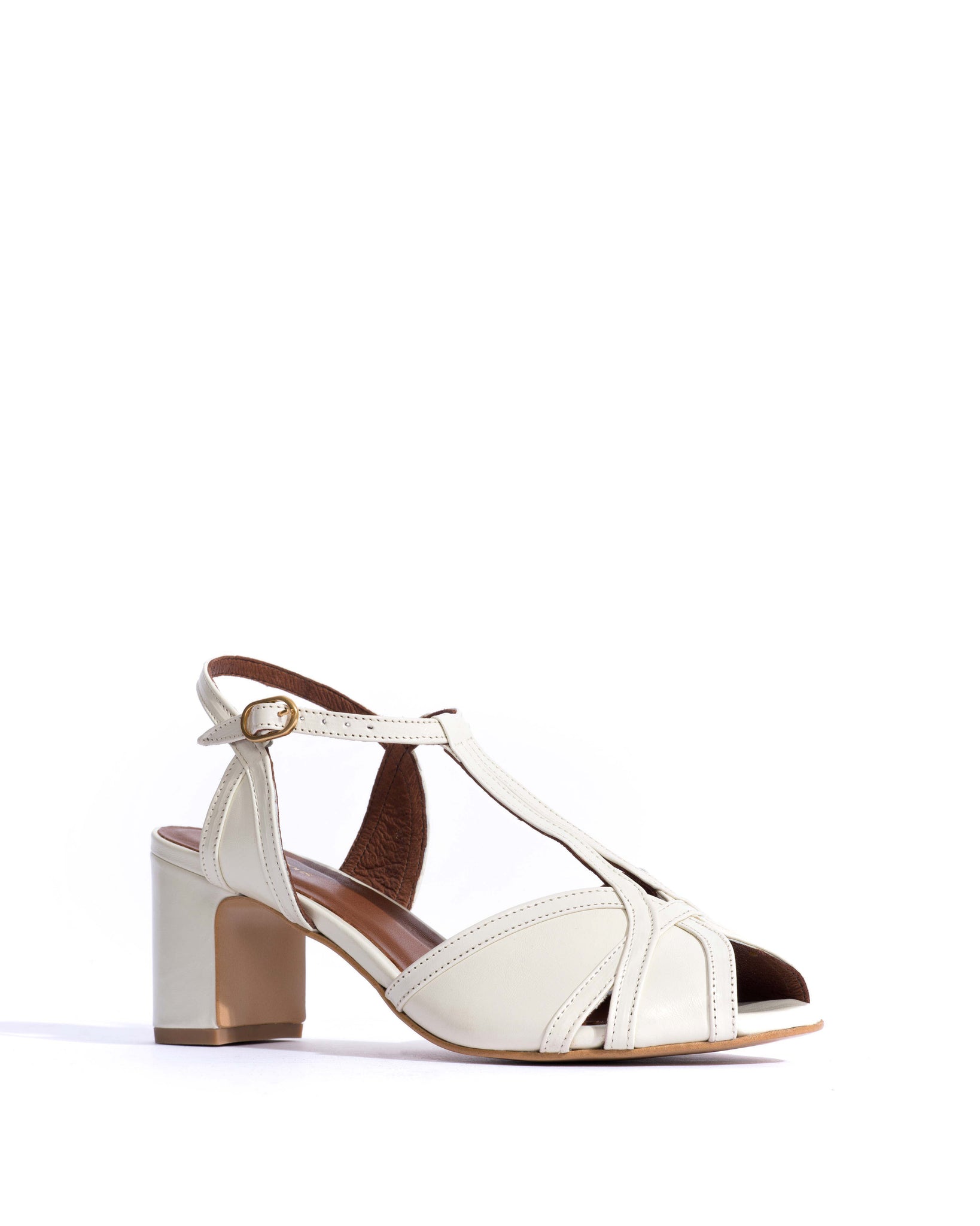 Therese 55 Crinkled polished goat White sand - Anonymous Copenhagen Heels