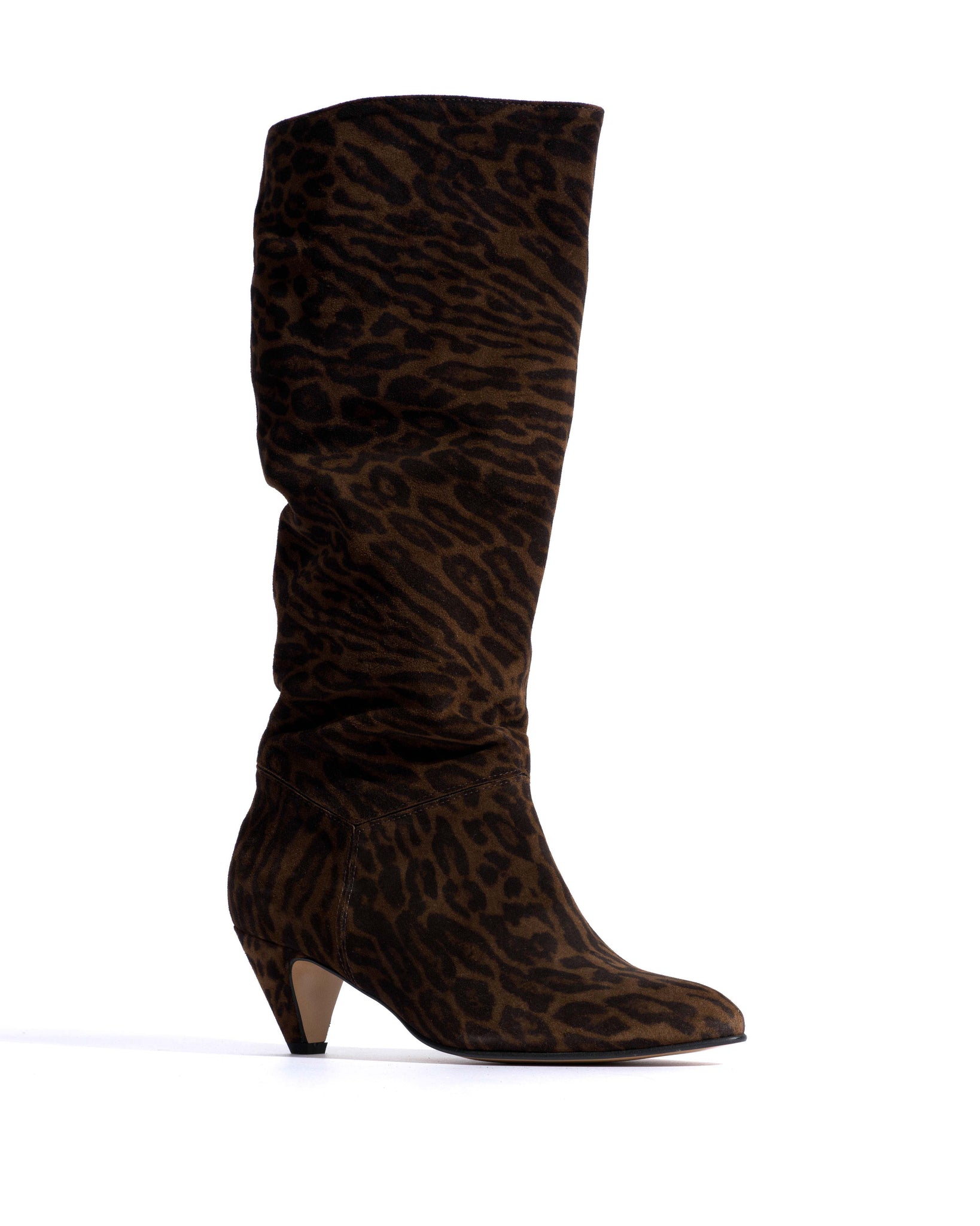 Jasmina 50 stiletto Calf suede print & sleek leather Jaguar & black - Anonymous Copenhagen High shaft boots