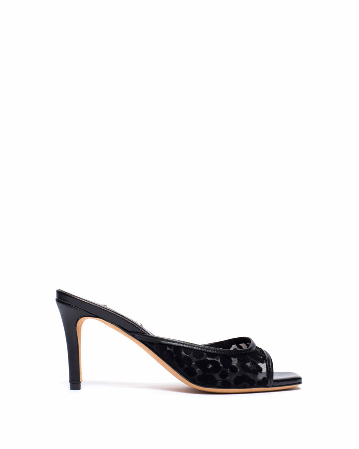 anonymous copenhagen Mazy 75 mesh Shiny lamb u0026 mesh velvet leopard Black