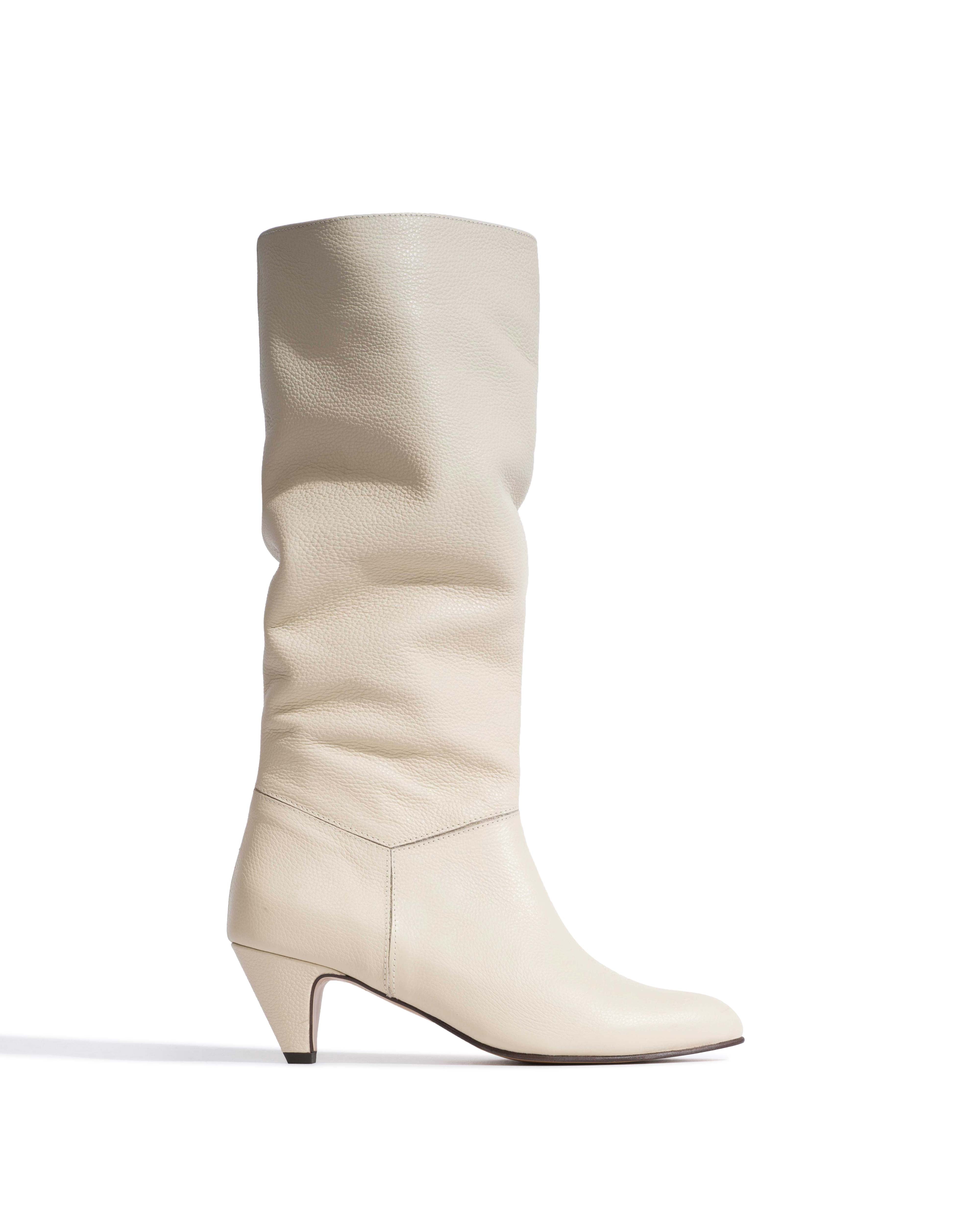Jasmina 50 stiletto Pebbled soft calf & suede leather White sand