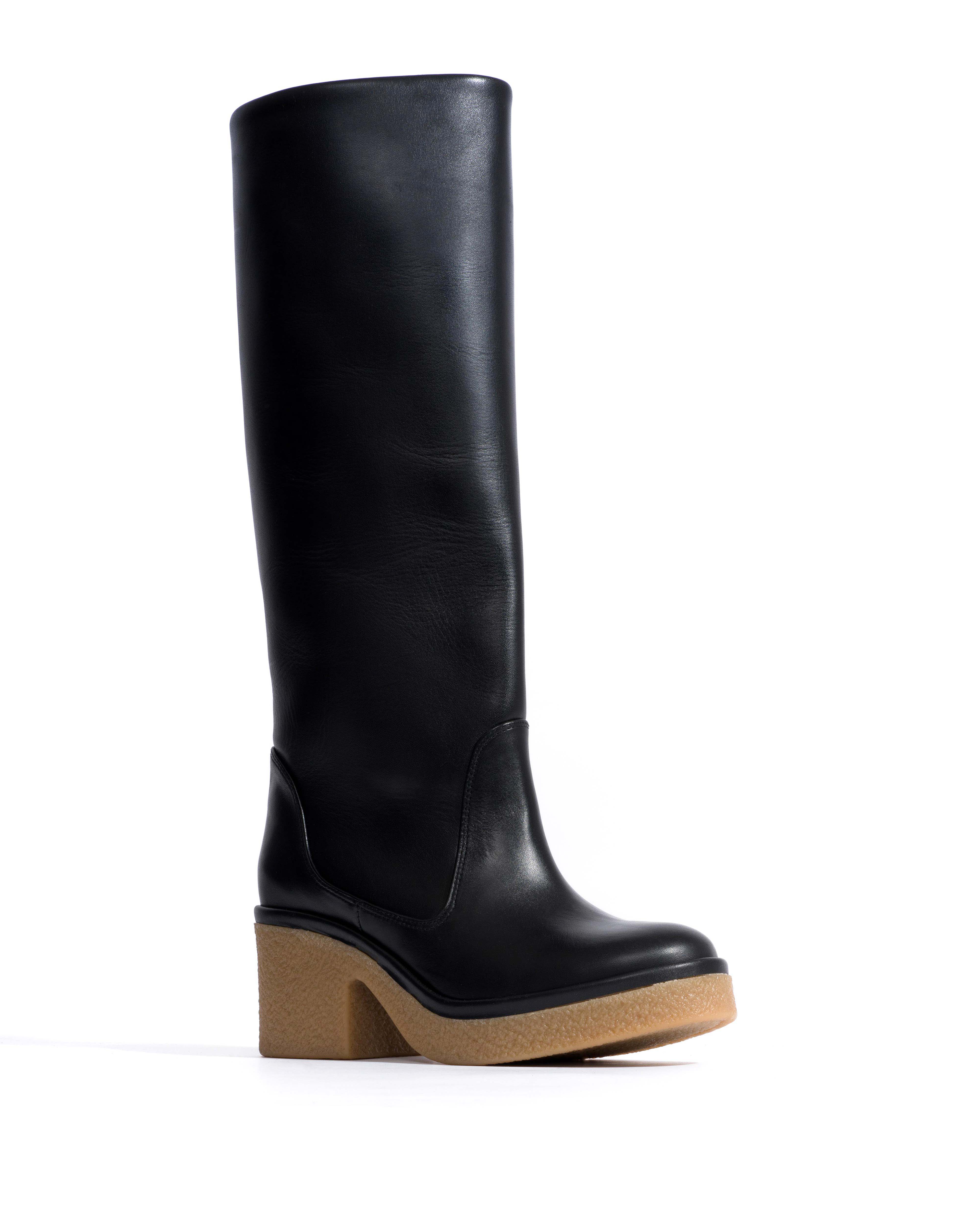 Valle 65 platform Soft calf & sole Black & natural