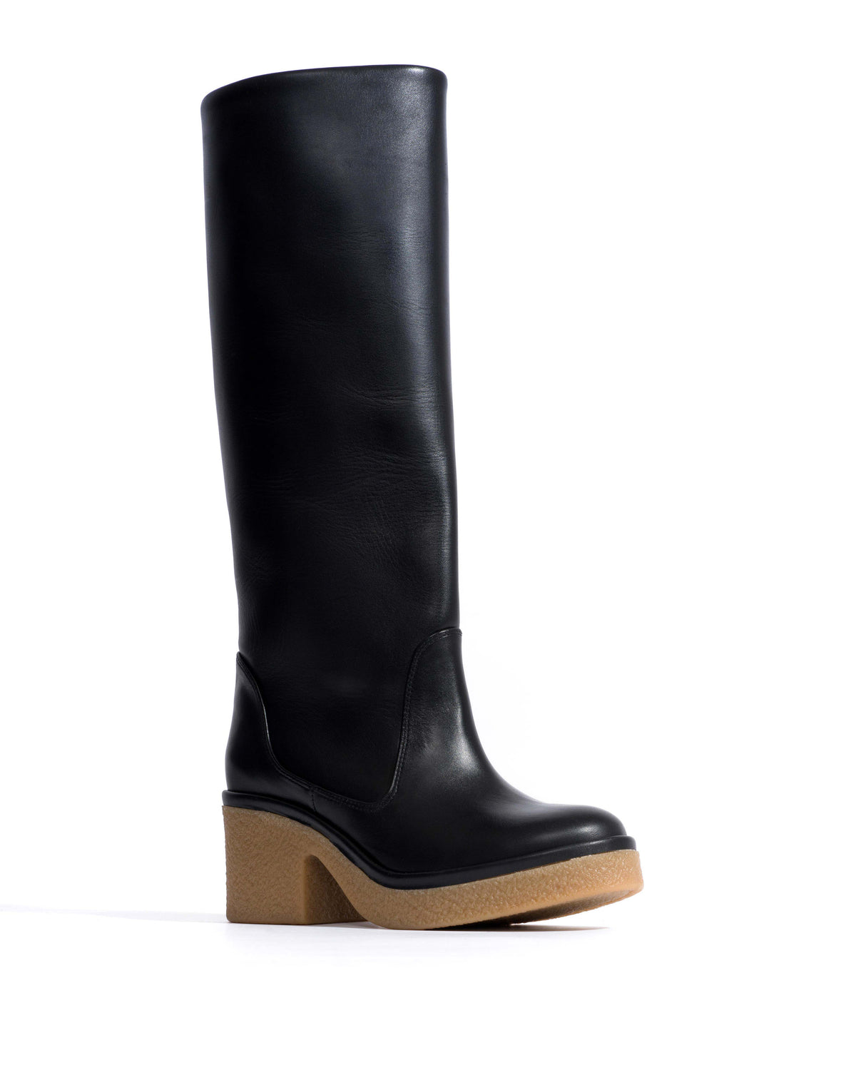 Valle 65 platform Soft calf & sole Black & natural