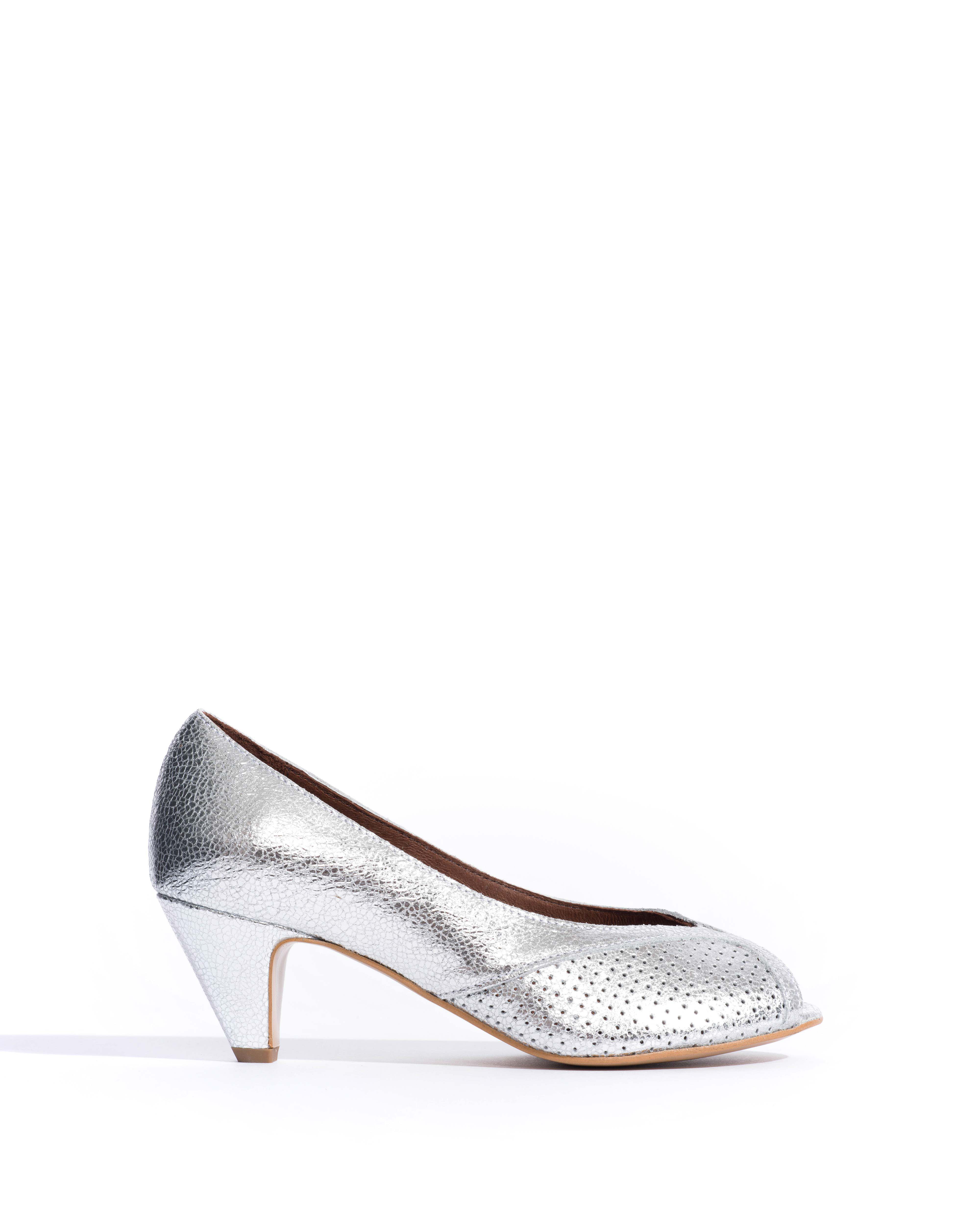 Tiffany stiletto Crackled metallic goat Silver