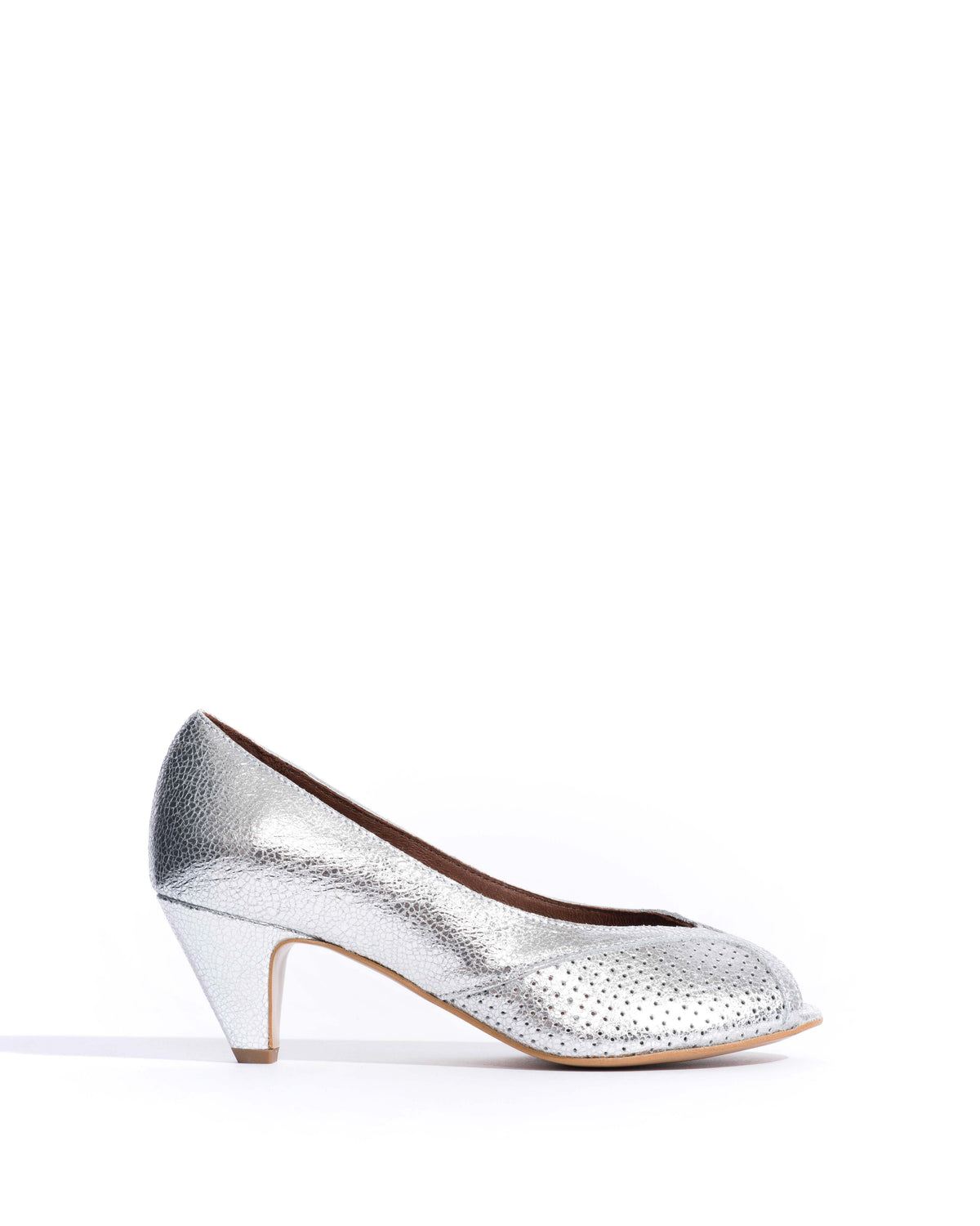Tiffany stiletto Crackled metallic goat Silver