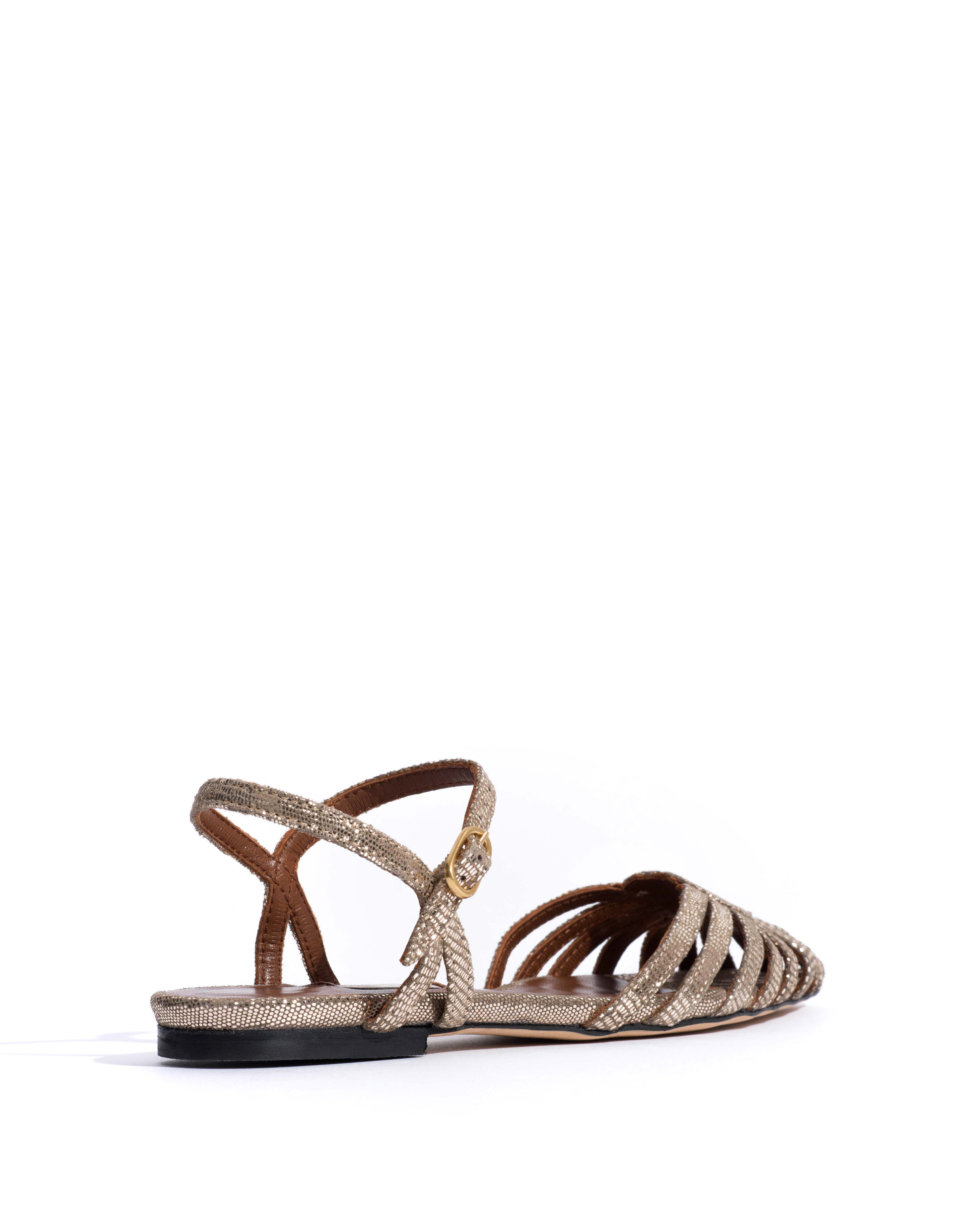 Keesha 10 Lizard metallic goat Vintage champagne