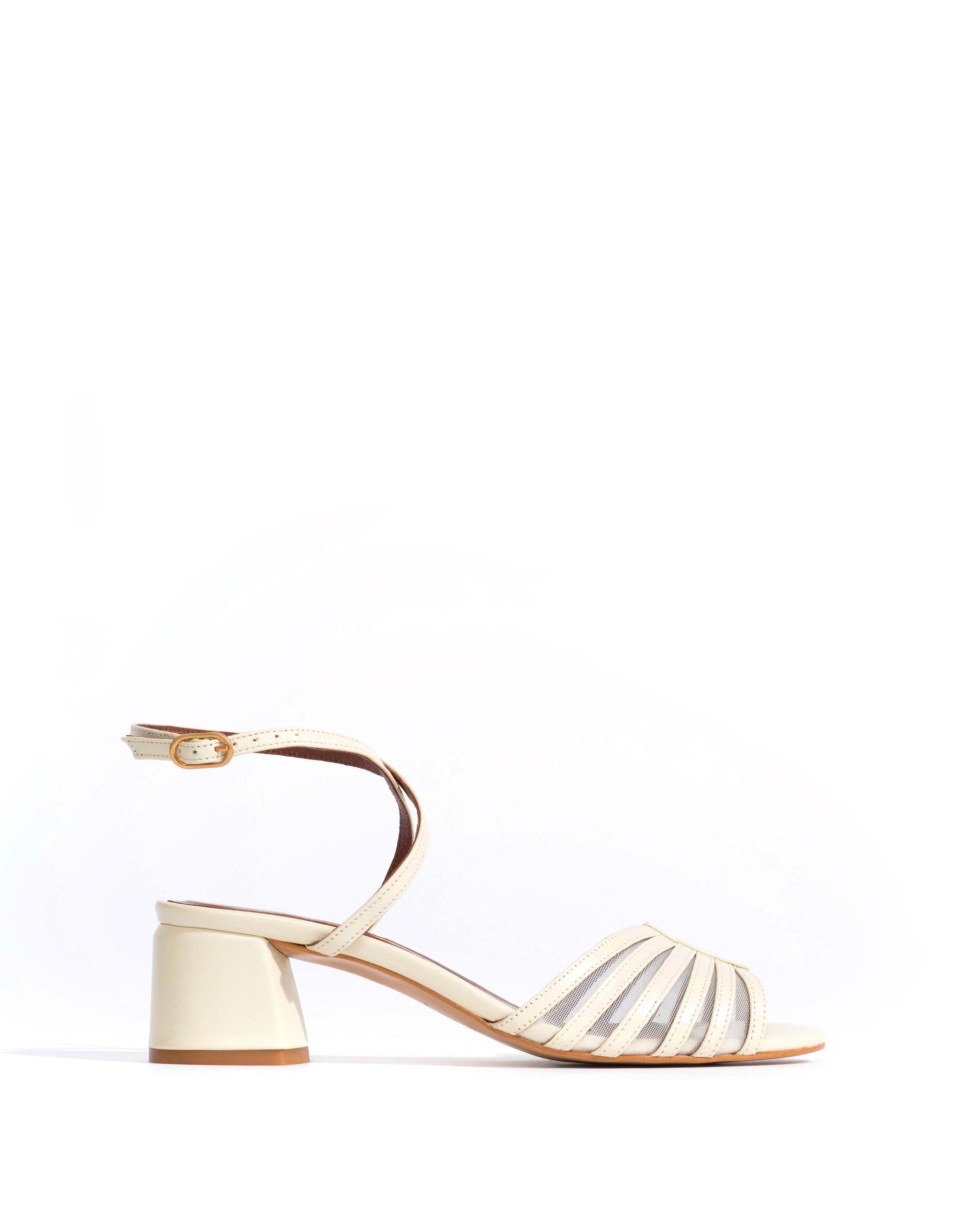 Tangie mesh Shiny lamb & mesh White sand - Anonymous Copenhagen Heels
