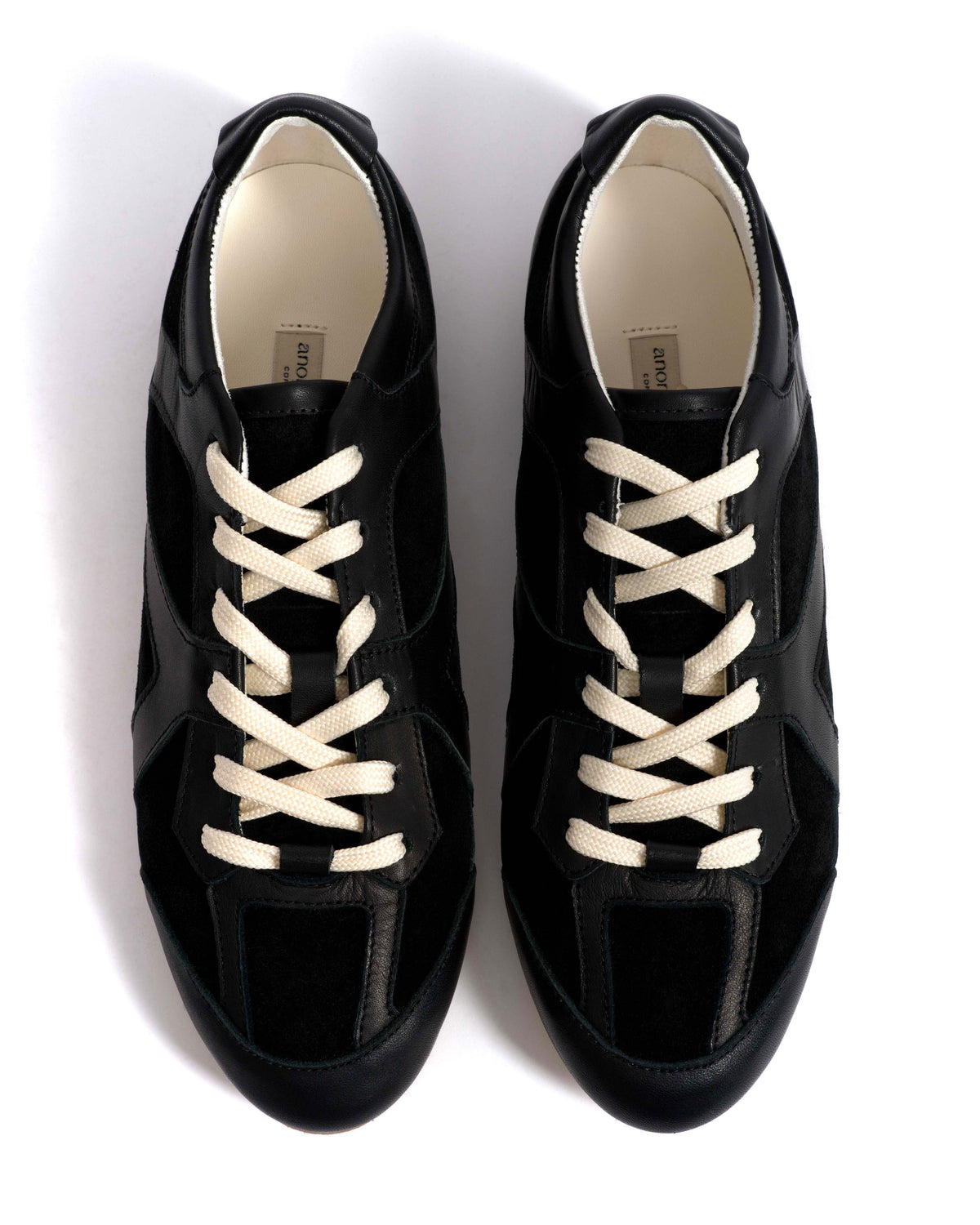 Sneakerina Shiny lamb & suede leather Black