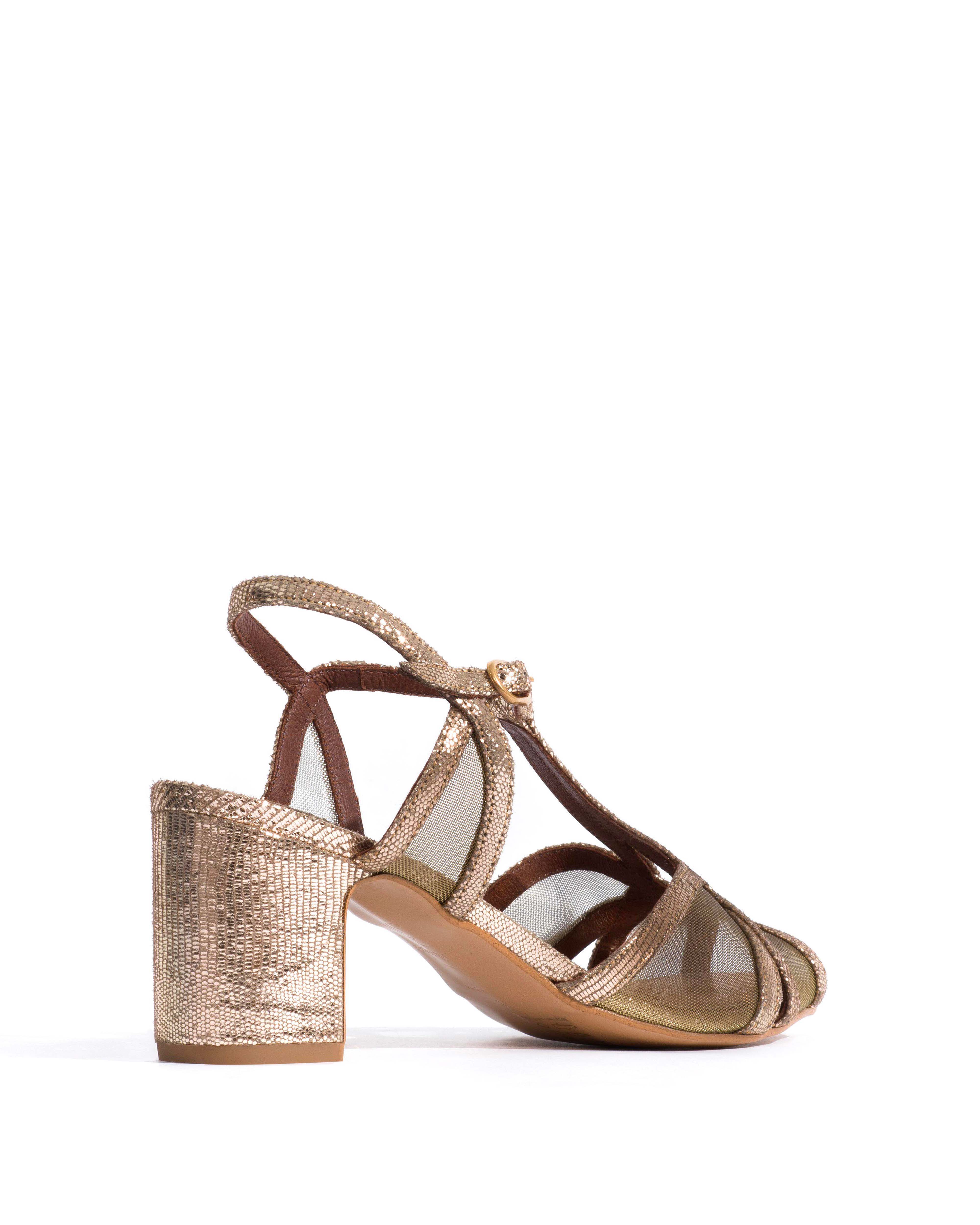 Therese 55 block mesh Lizard metallic goat & mesh Vintage champagne & gold