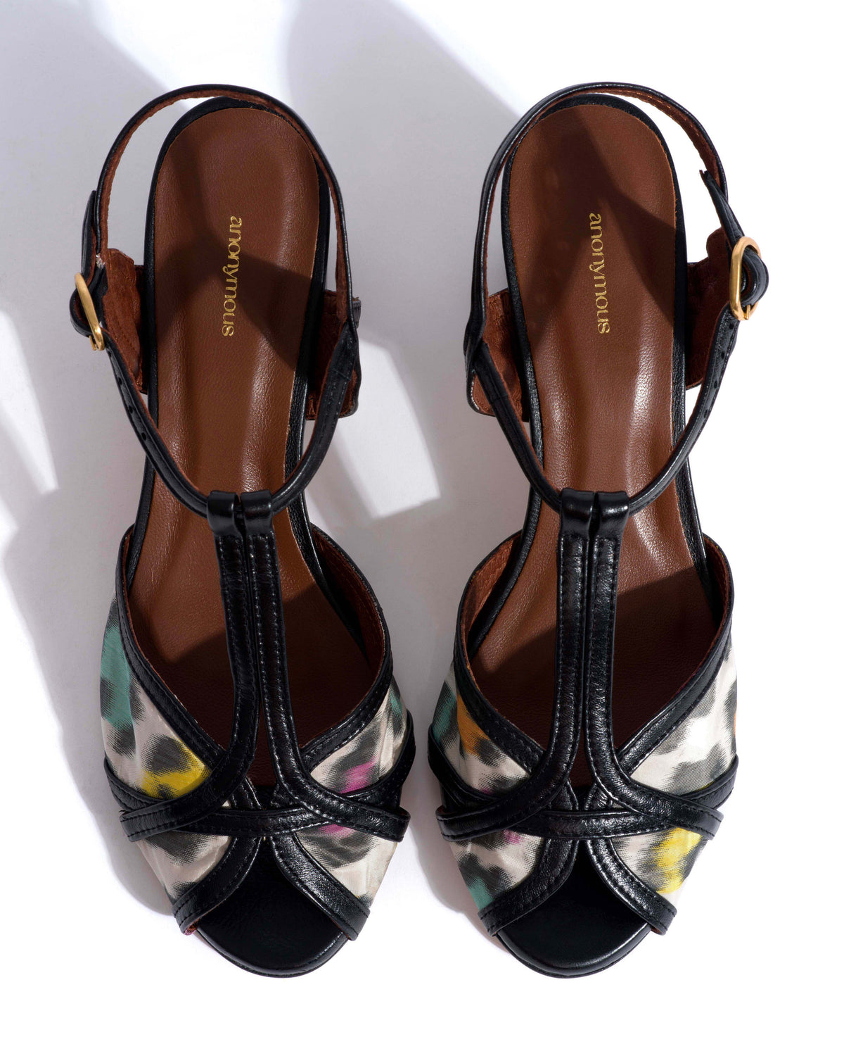 Therese 55 Shiny lamb & satin print Black & multicolor leopard