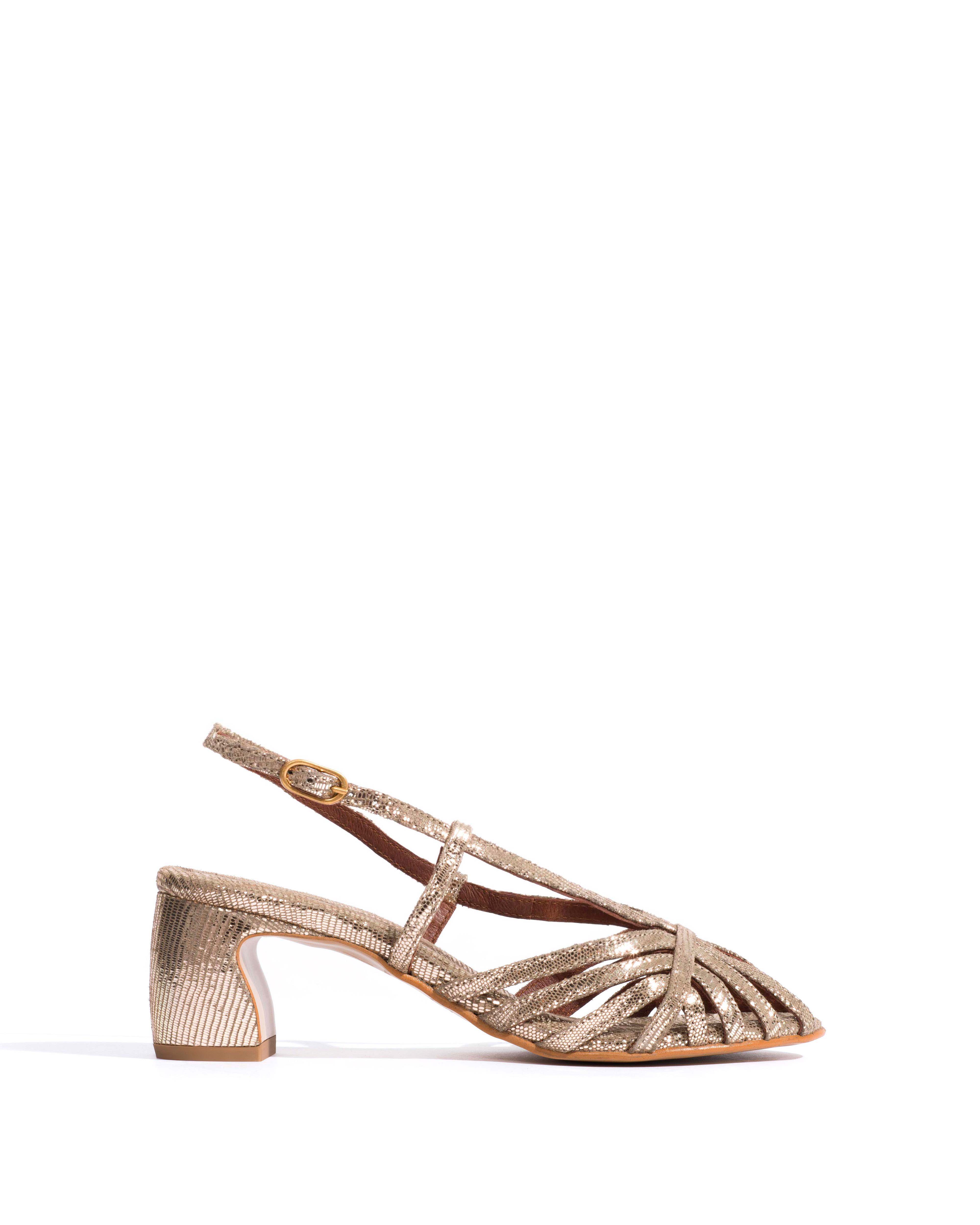 Briddie 50 Lizard metallic goat Vintage champagne