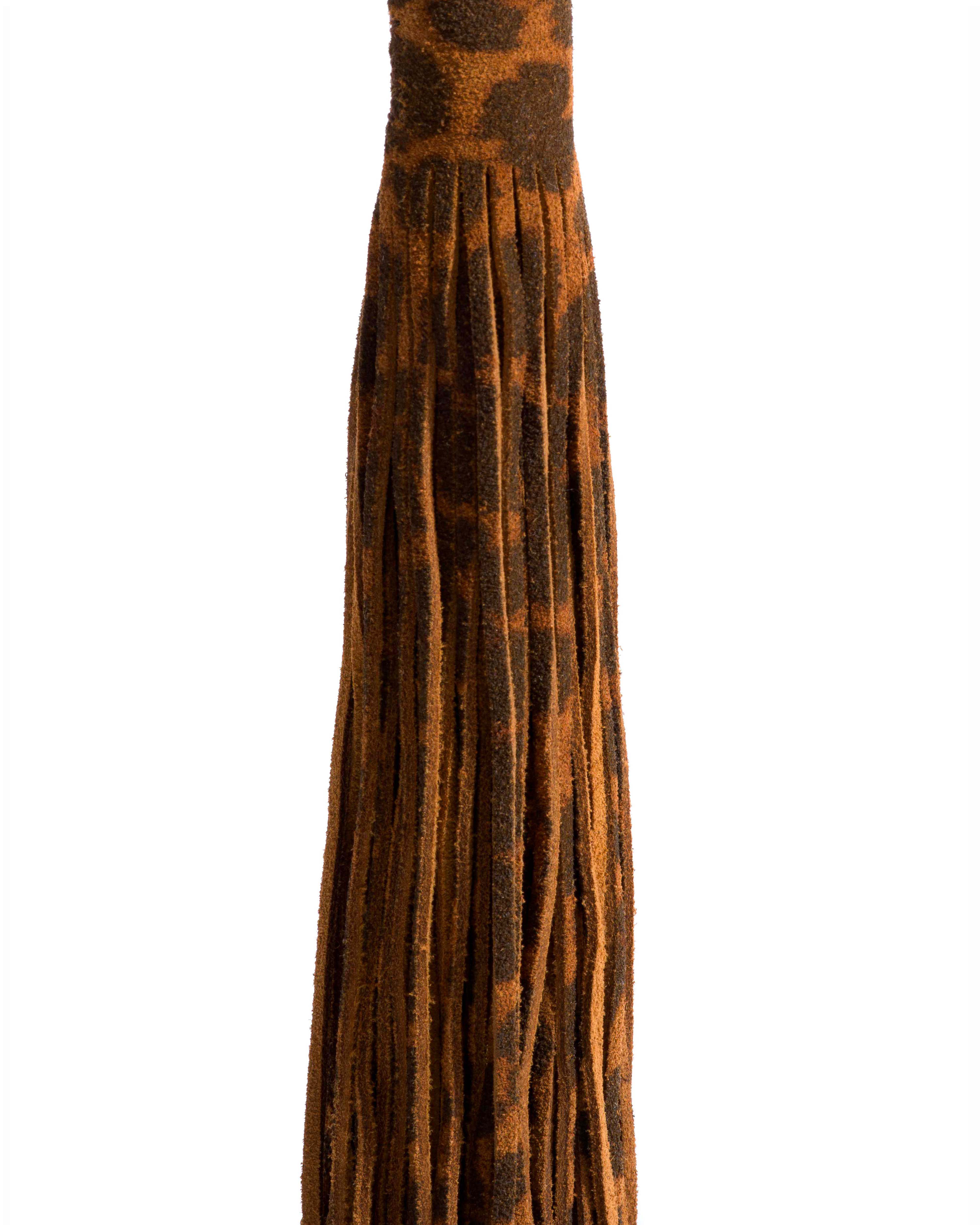 Langley fringe keyring Calf suede print Leopard