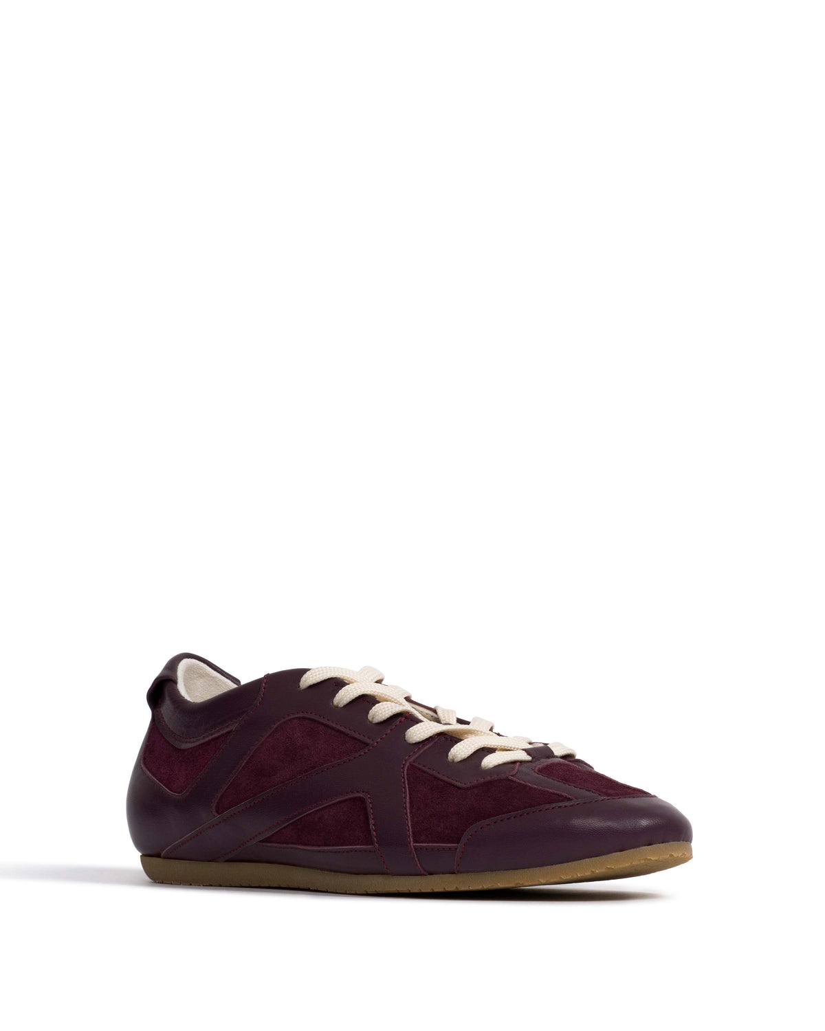 Sneakerina Shiny lamb & suede leather Fig purple