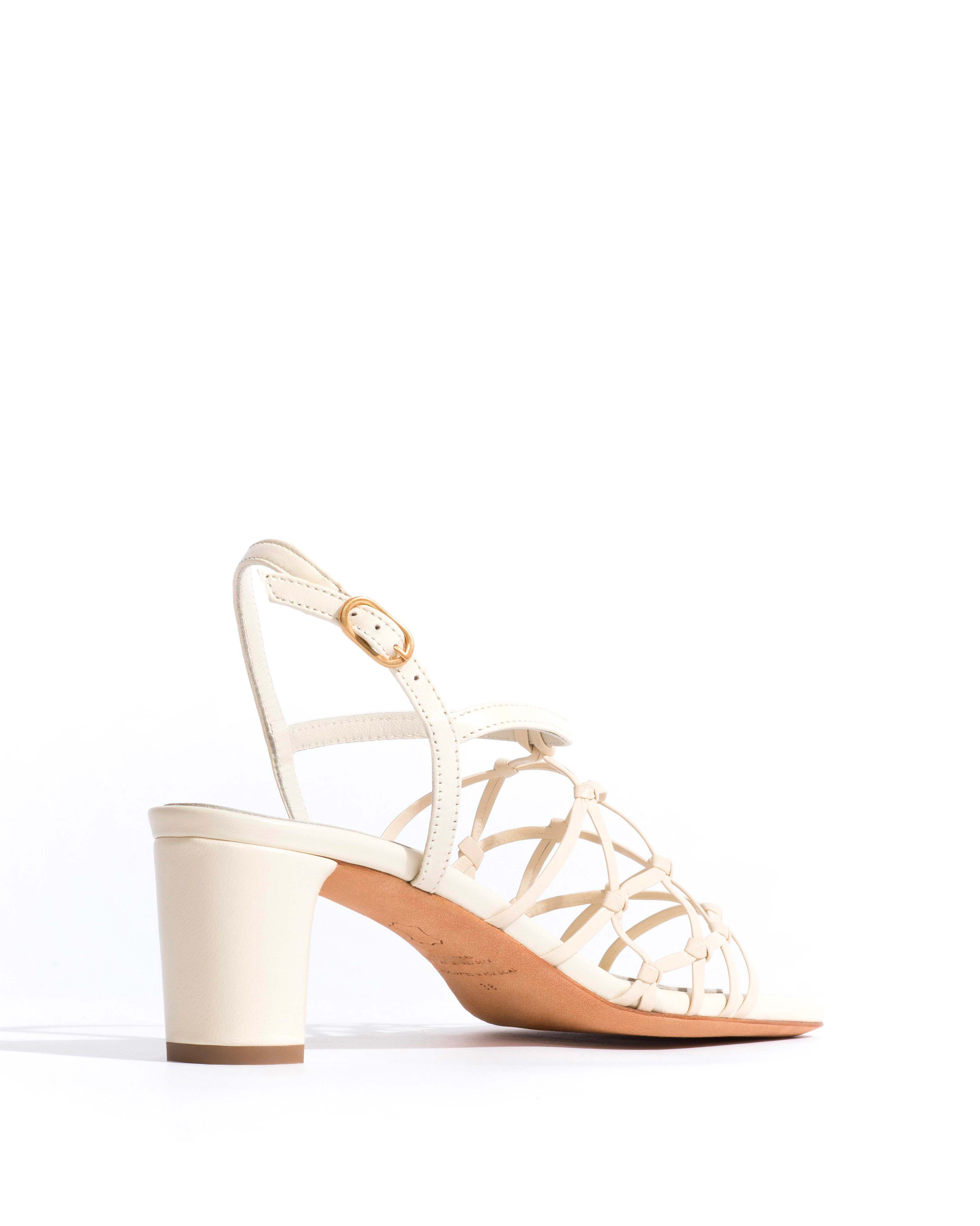 Coco 60 Hand-braided leather White sand