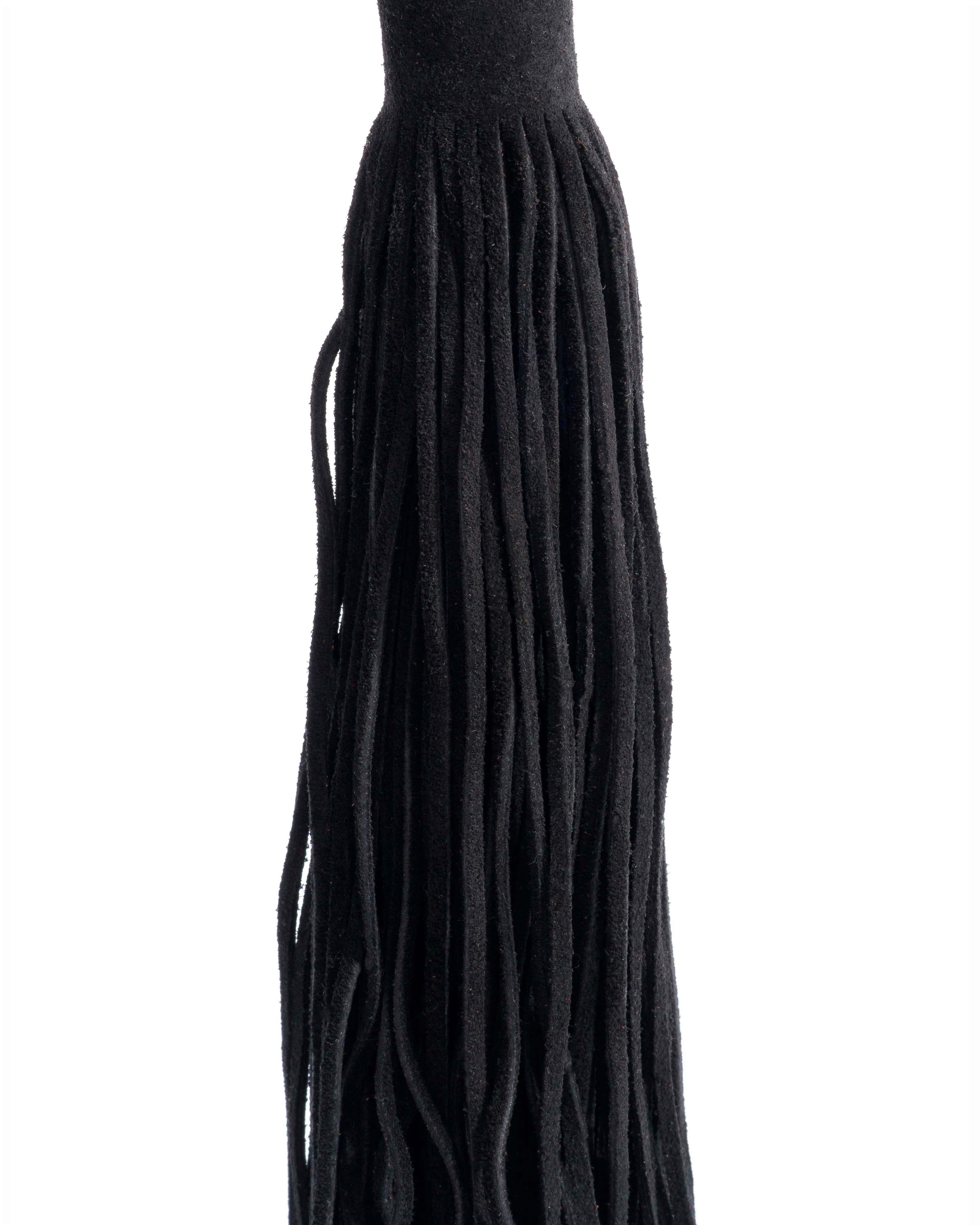 Langley fringe keyring Calf suede Black