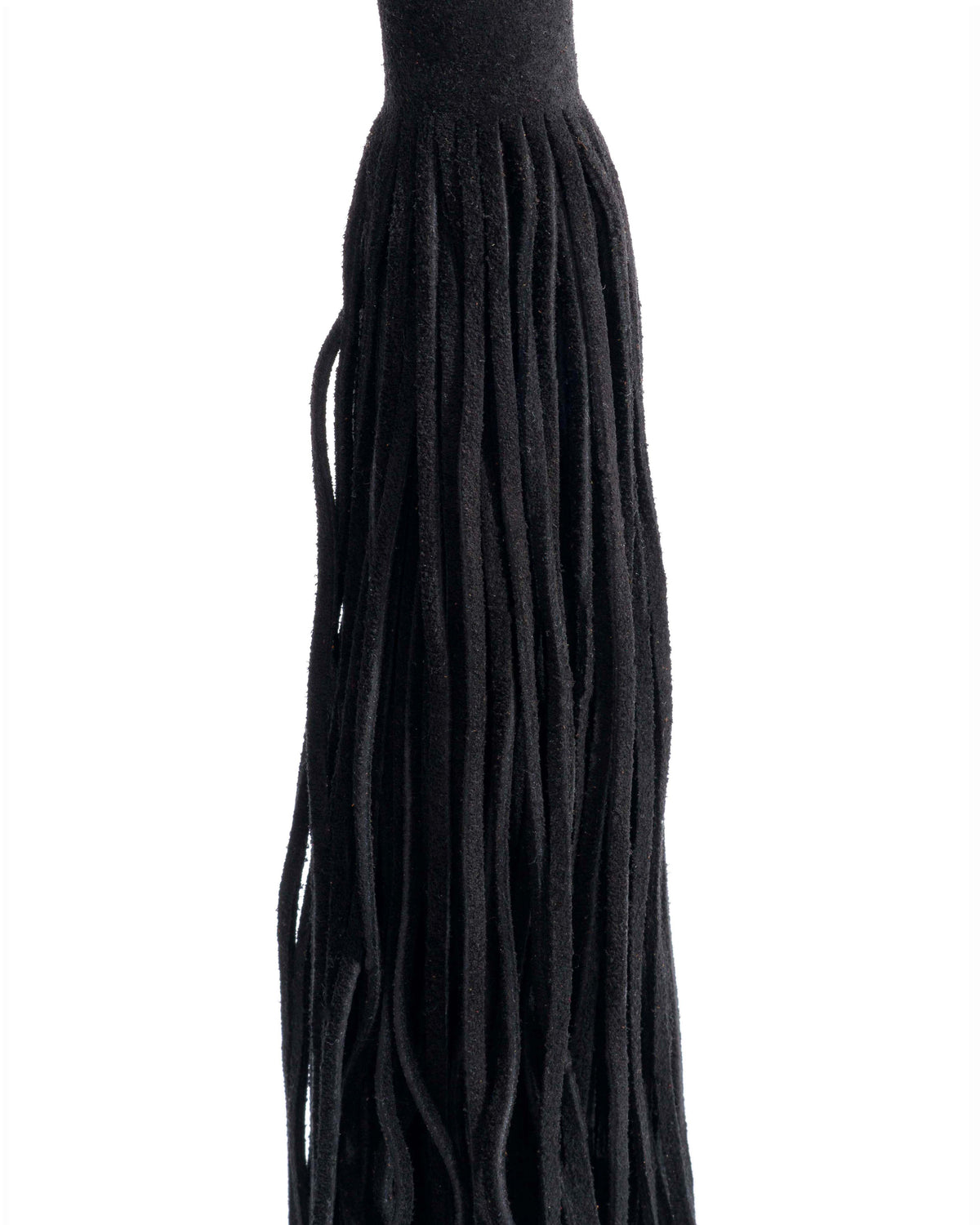 Langley fringe keyring Calf suede Black
