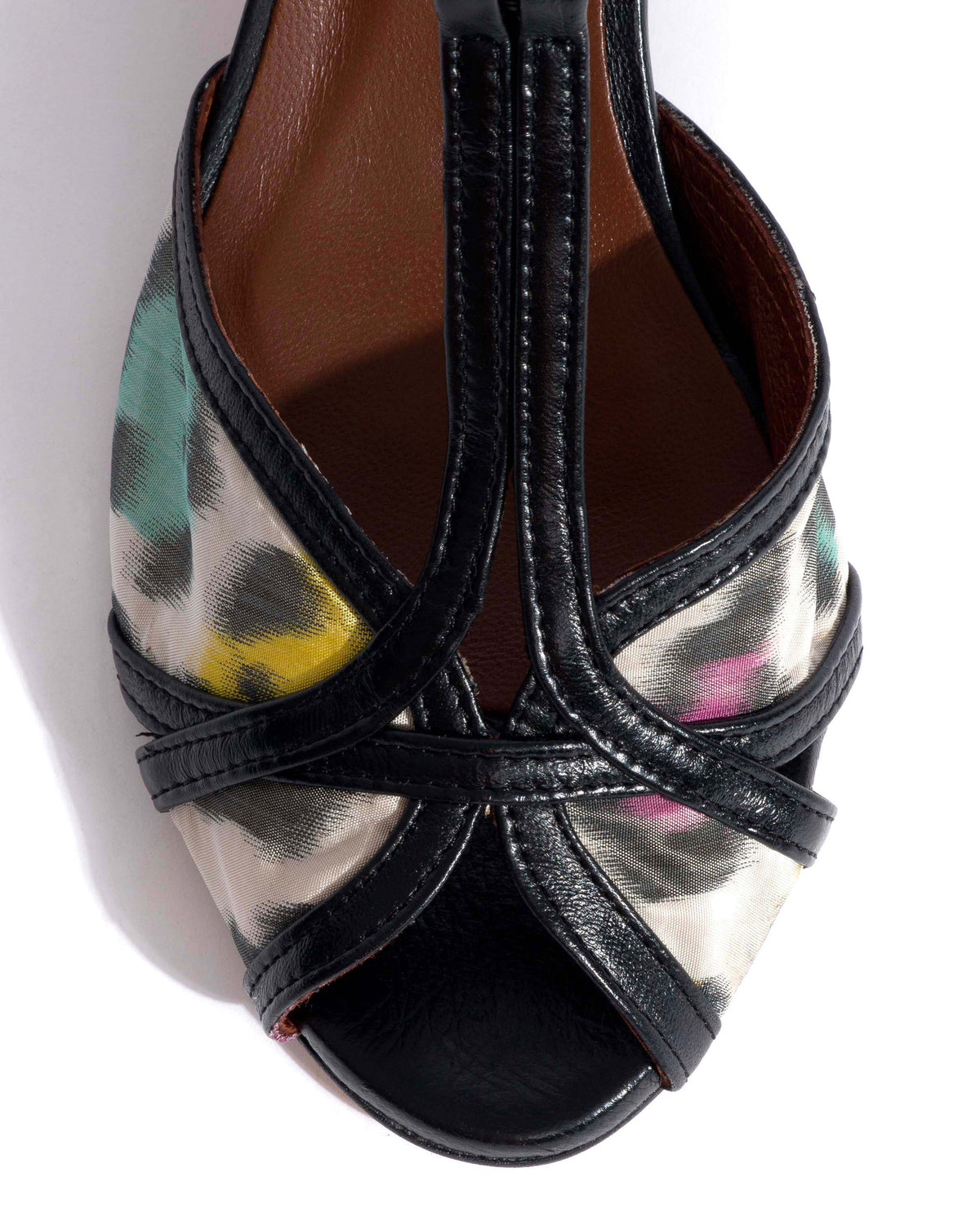 Therese 55 Shiny lamb & satin print Black & multicolor leopard