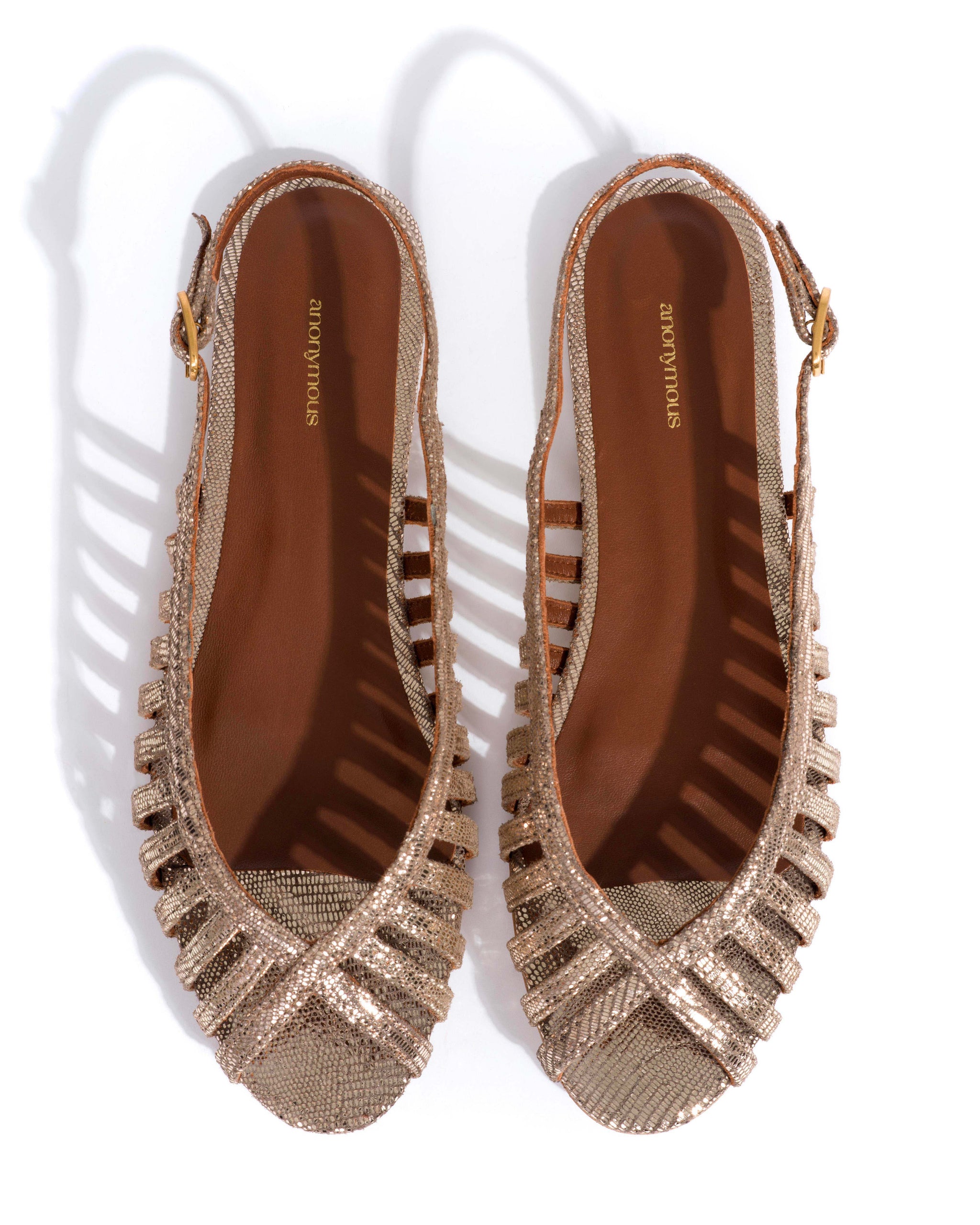 Carminho 10 Lizard metallic goat Vintage champagne - Anonymous Copenhagen Flat sandals