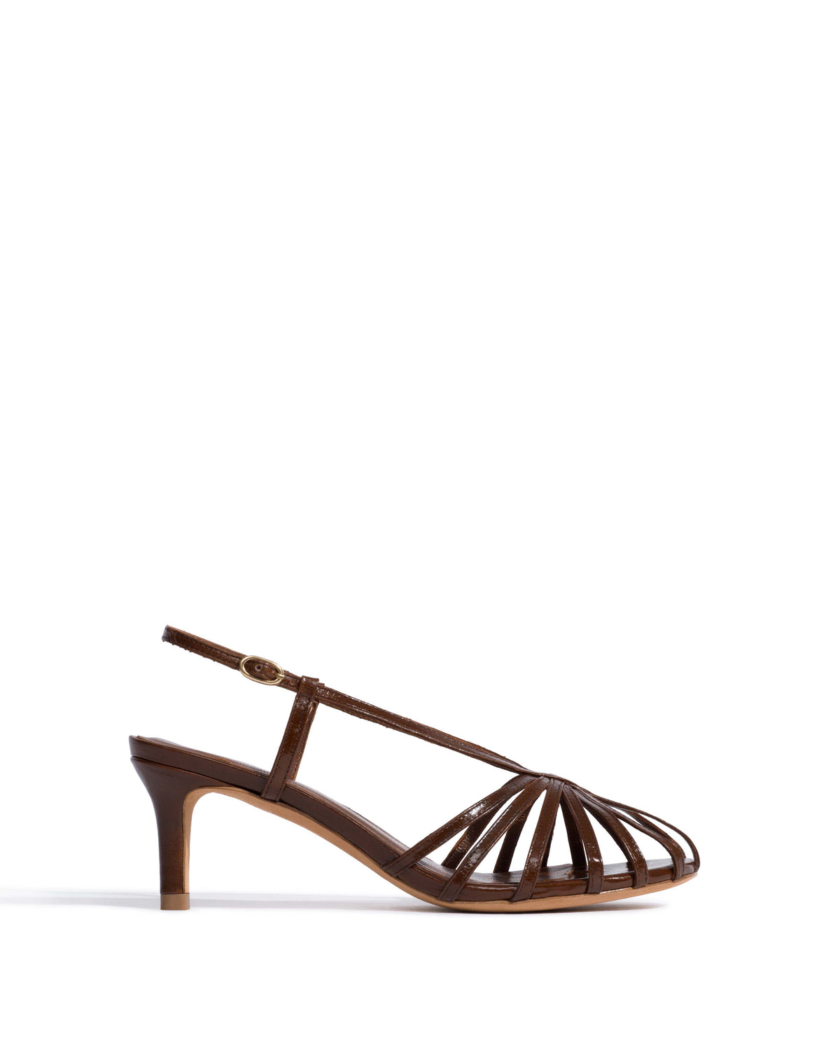 Candace 55 Crinkled polished goat Caramel brown