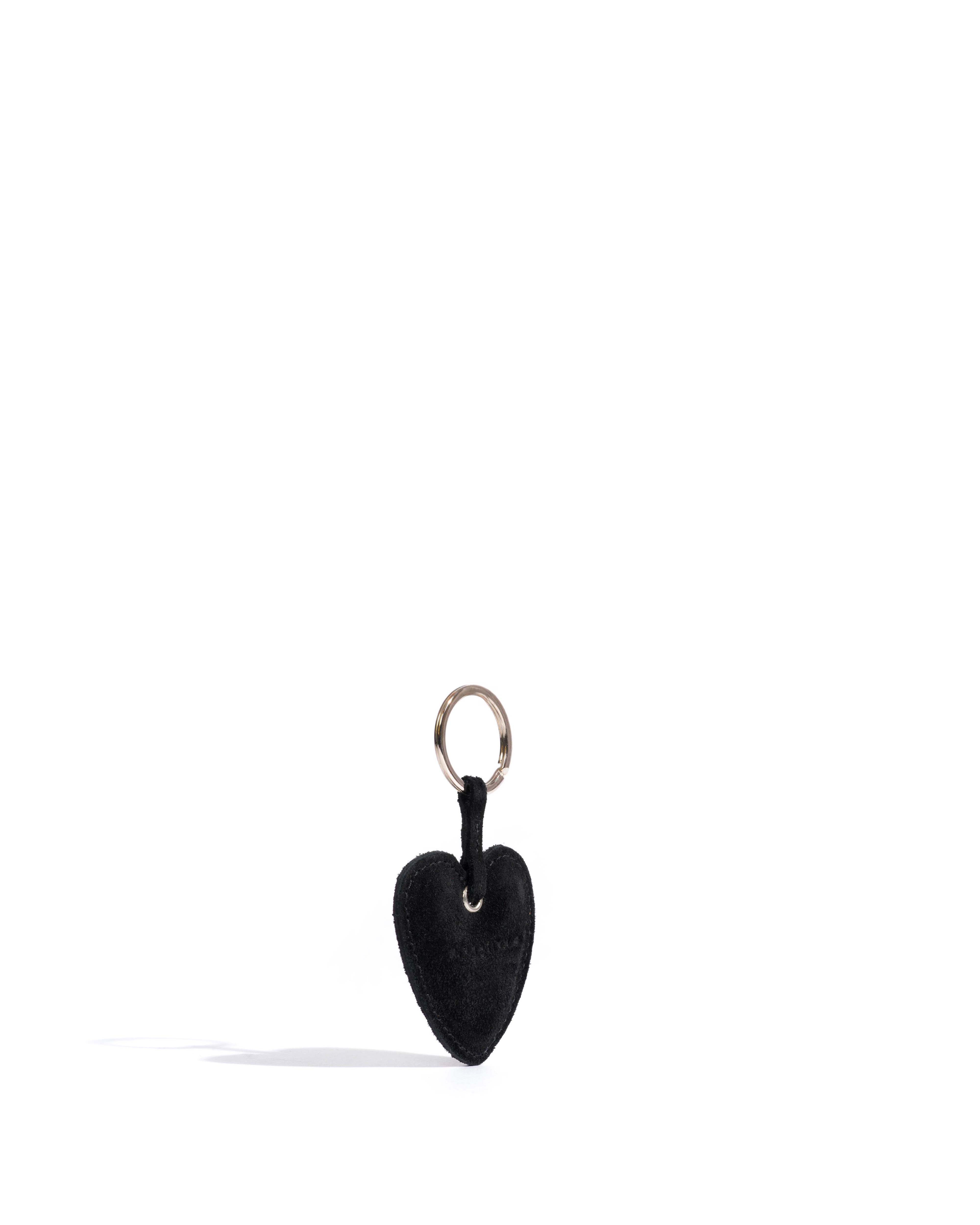 Heart keyring Calf suede Black