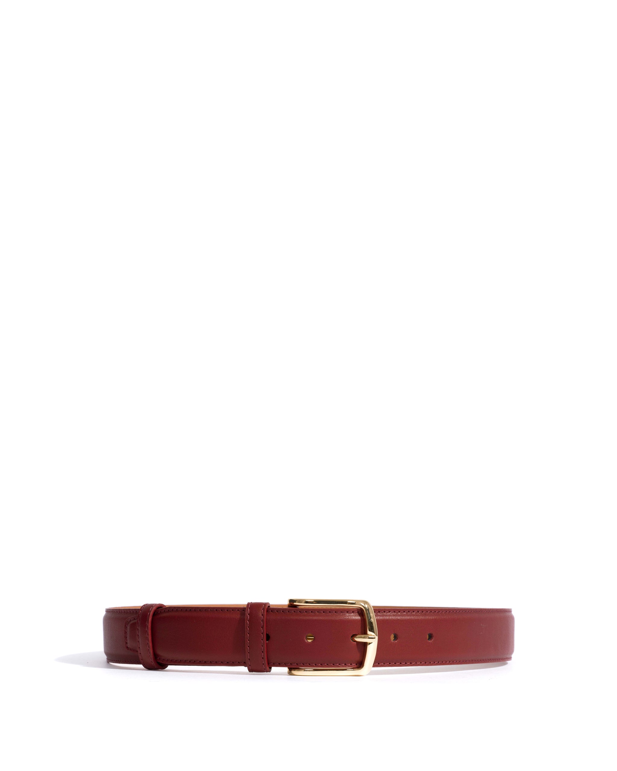 Quinn classic unisex leather belt Soft calf & metal Pomegranate & gold buckle - Anonymous Copenhagen Belts