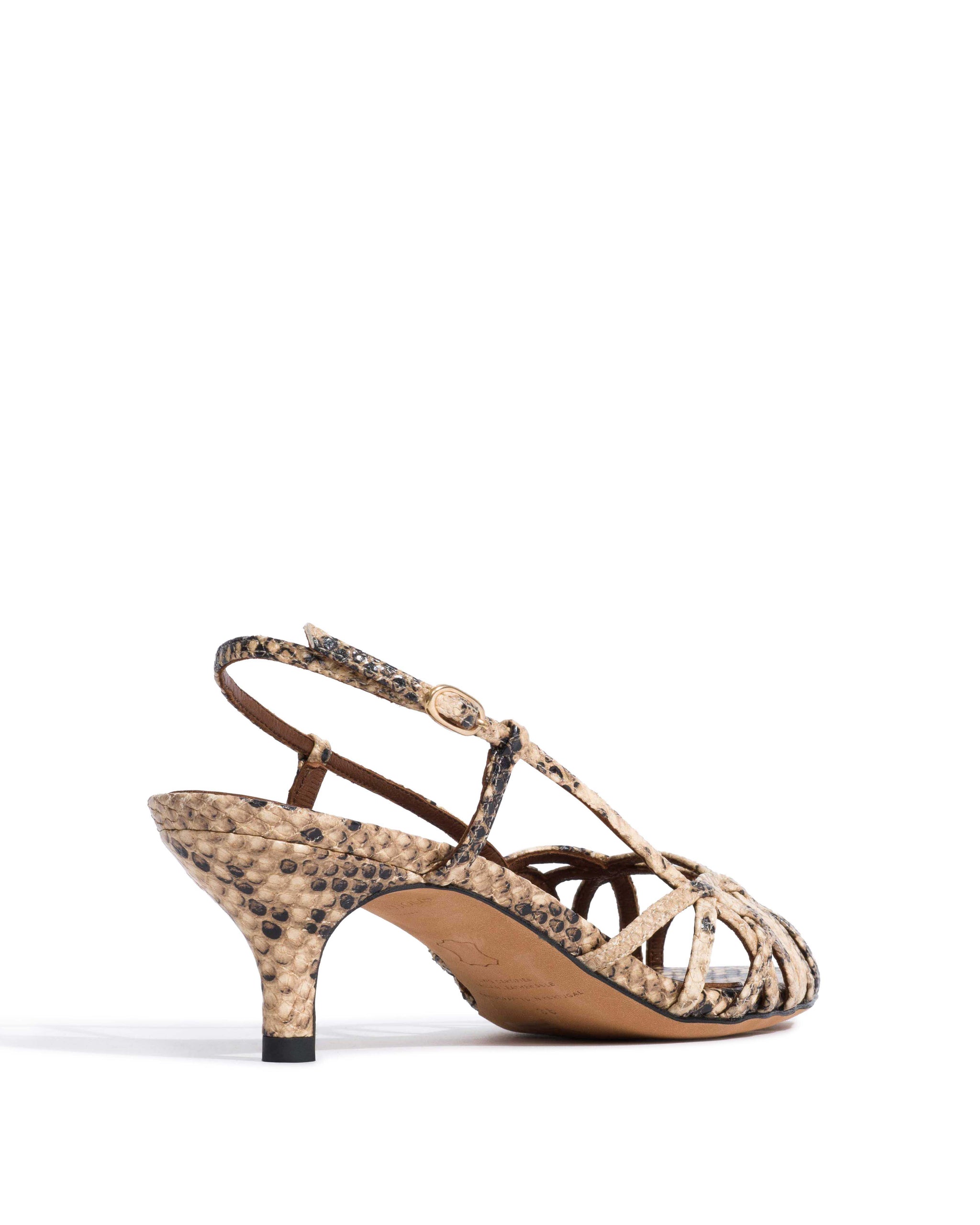 Scarlett 50 kitten Snake calf Natural sand - Anonymous Copenhagen Heels