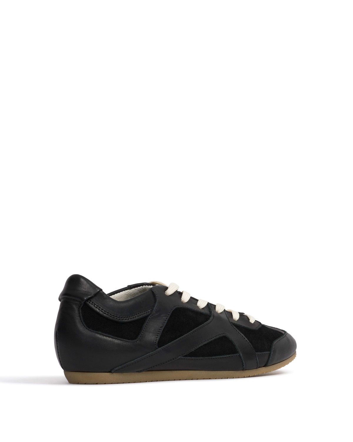 Sneakerina Shiny lamb & suede leather Black