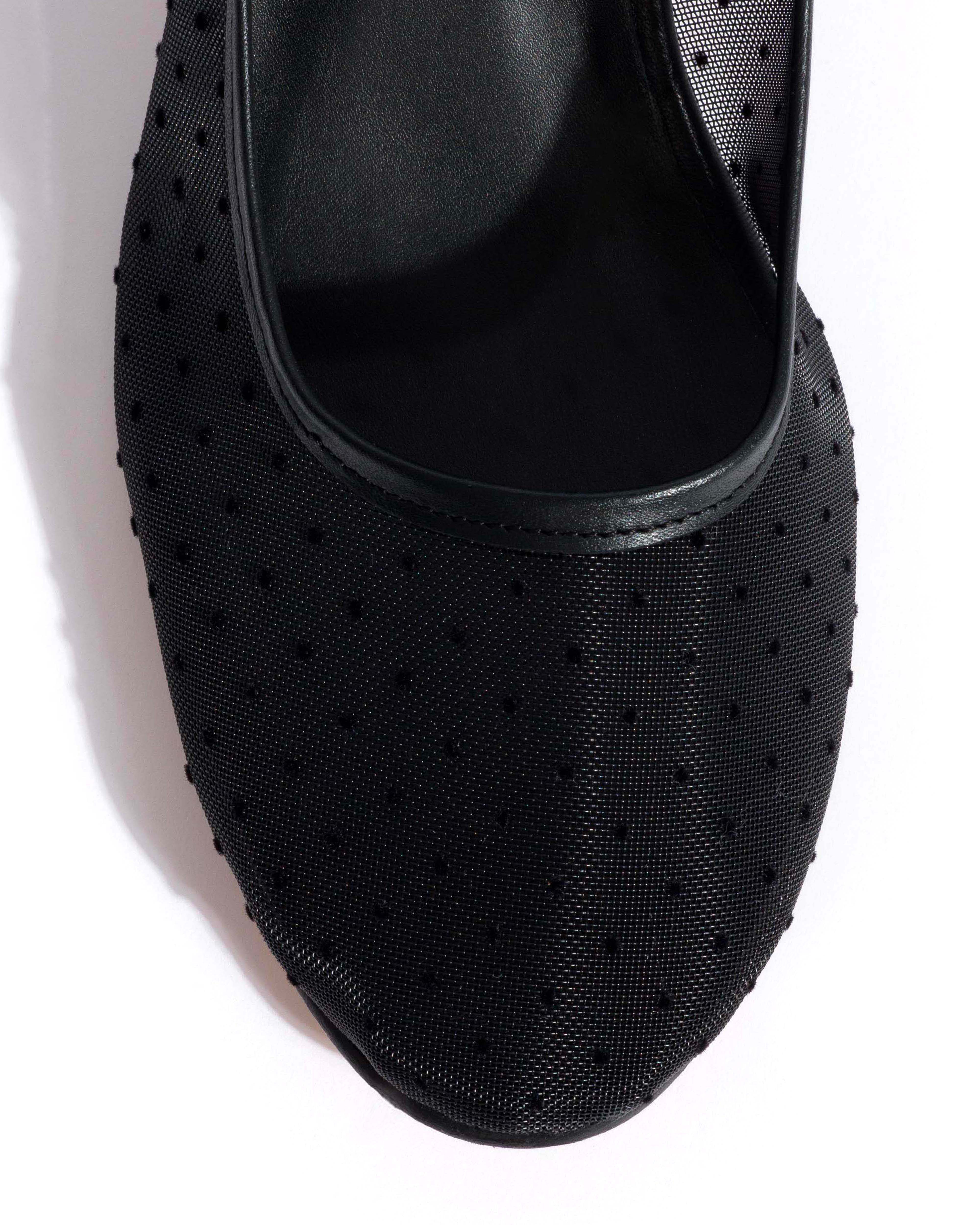 Sacha 40 mesh Shiny lamb & dot velvet mesh Black