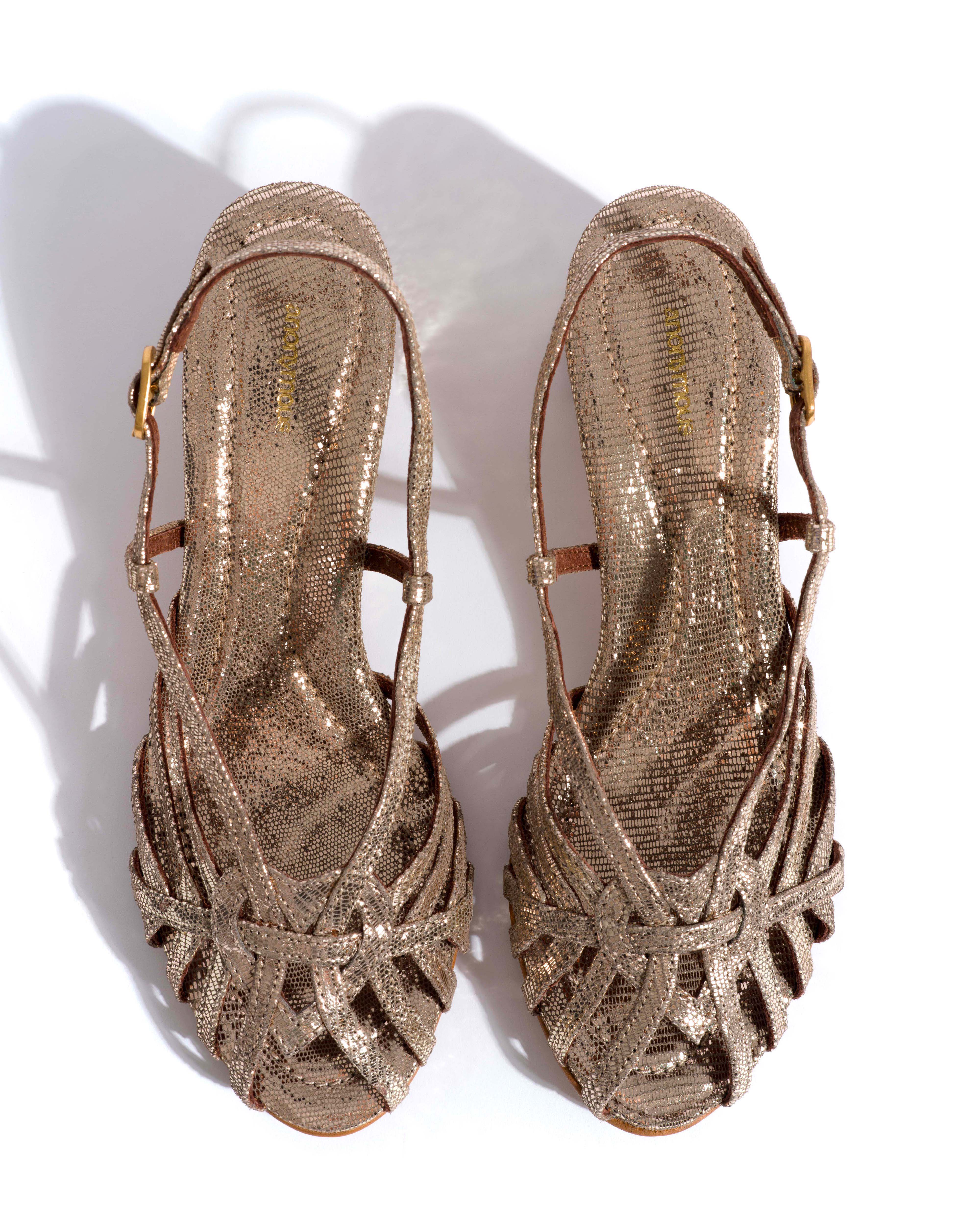 Briddie 50 heart Lizard metallic goat Vintage champagne