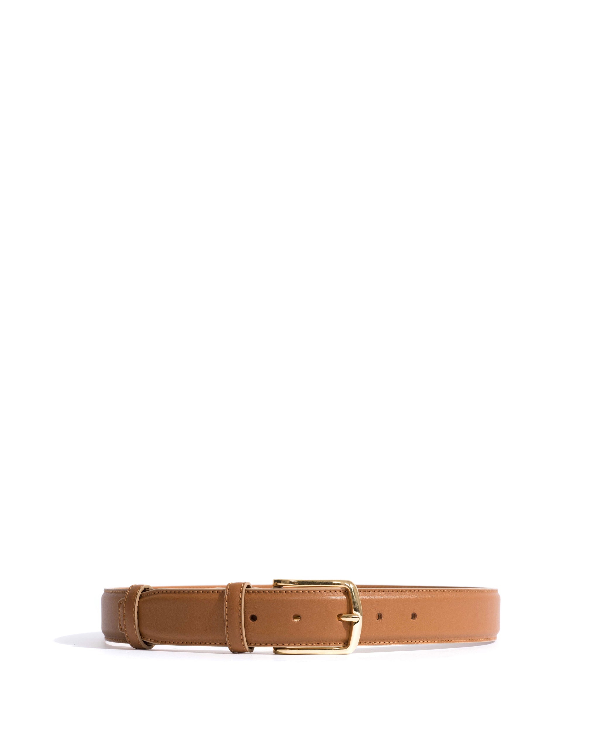 Quinn classic unisex leather belt Soft calf & metal Camel & gold buckle - Anonymous Copenhagen Belts