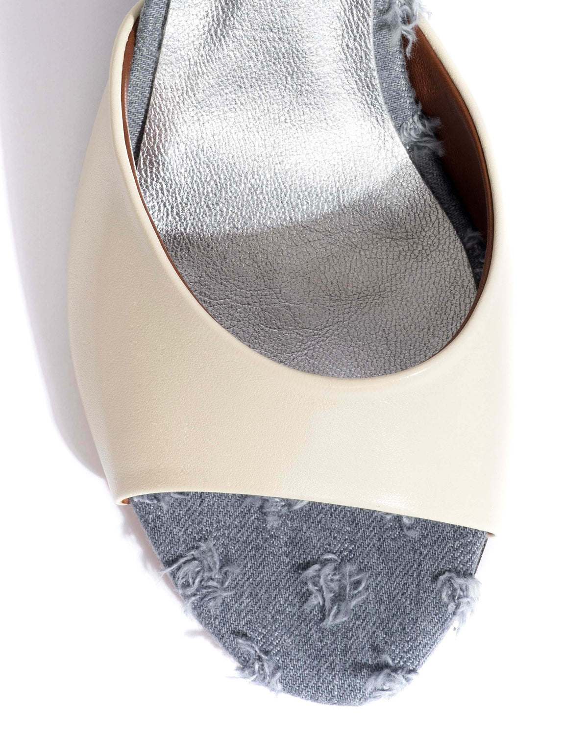 Gwen 75 wedge Shiny lamb & denim White sand & distressed washed grey